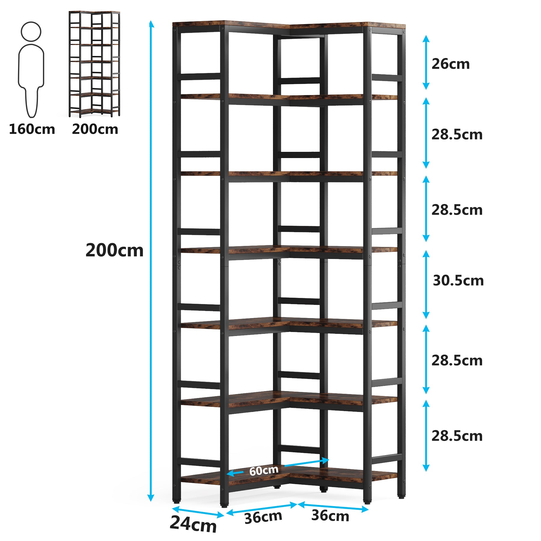 Tribesigns Grande Libreria Angolare, Scaffale Industriale da Pavimento con Struttura in Metallo