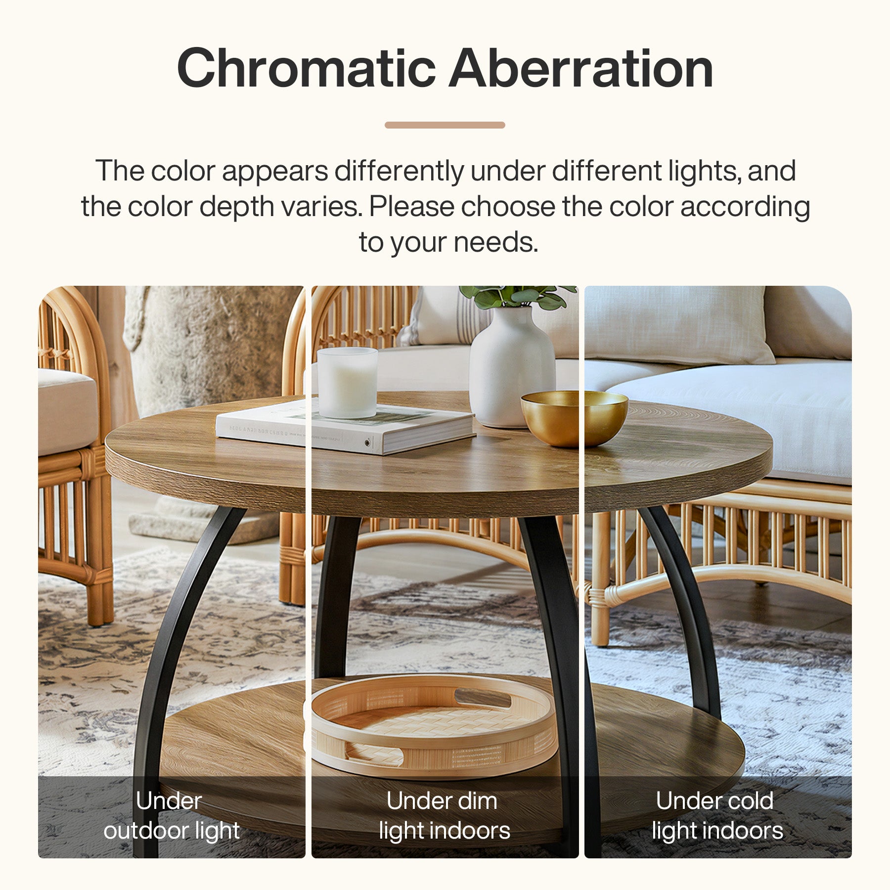 Tribesigns Tavolino rotondo da 80 cm, tavolino centrale con 2 ripiani portaoggetti