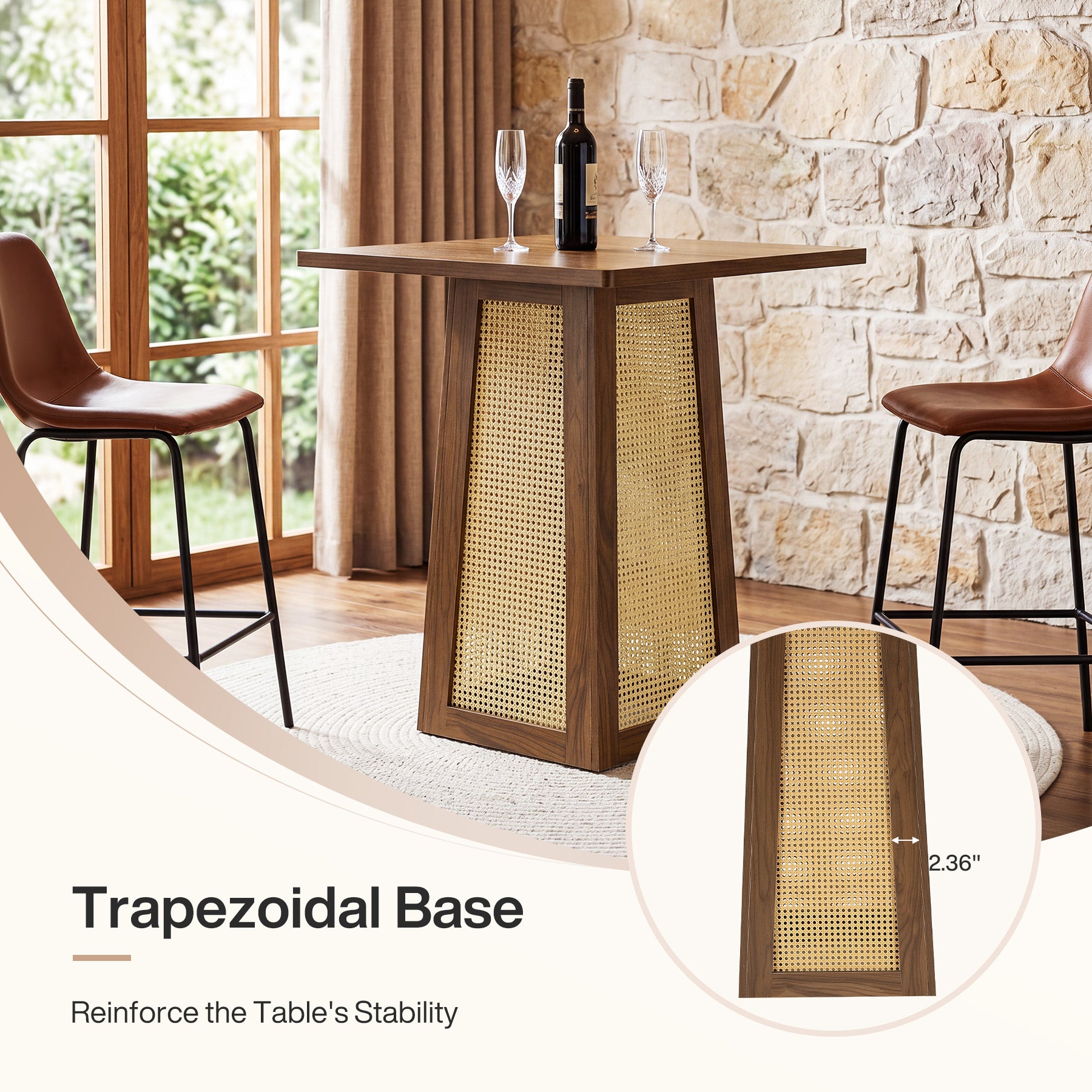 Tribesigns Tavolo da bistrot quadrato 80 x 80 cm, tavolo da pranzo con base centrale a piedistallo, ideale per un bar domestico