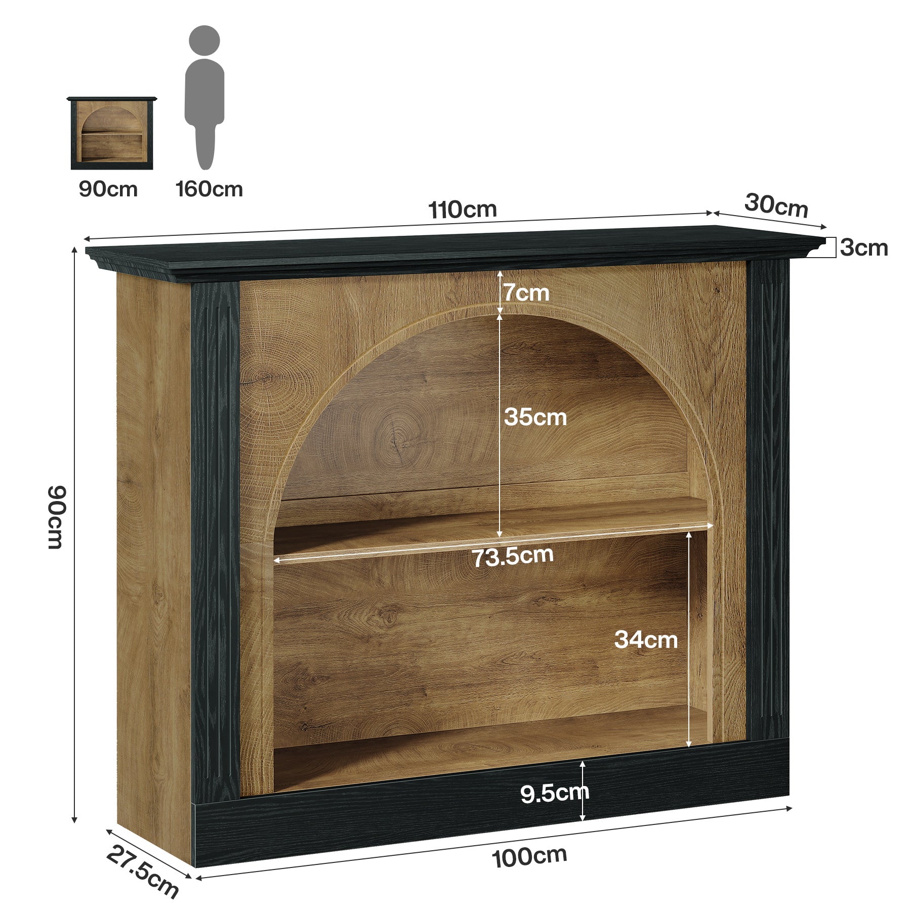 Tribesigns 110 cm Tavolo Consolle, Consolle Ingresso Tavolino da Divano a 3 Ripiani