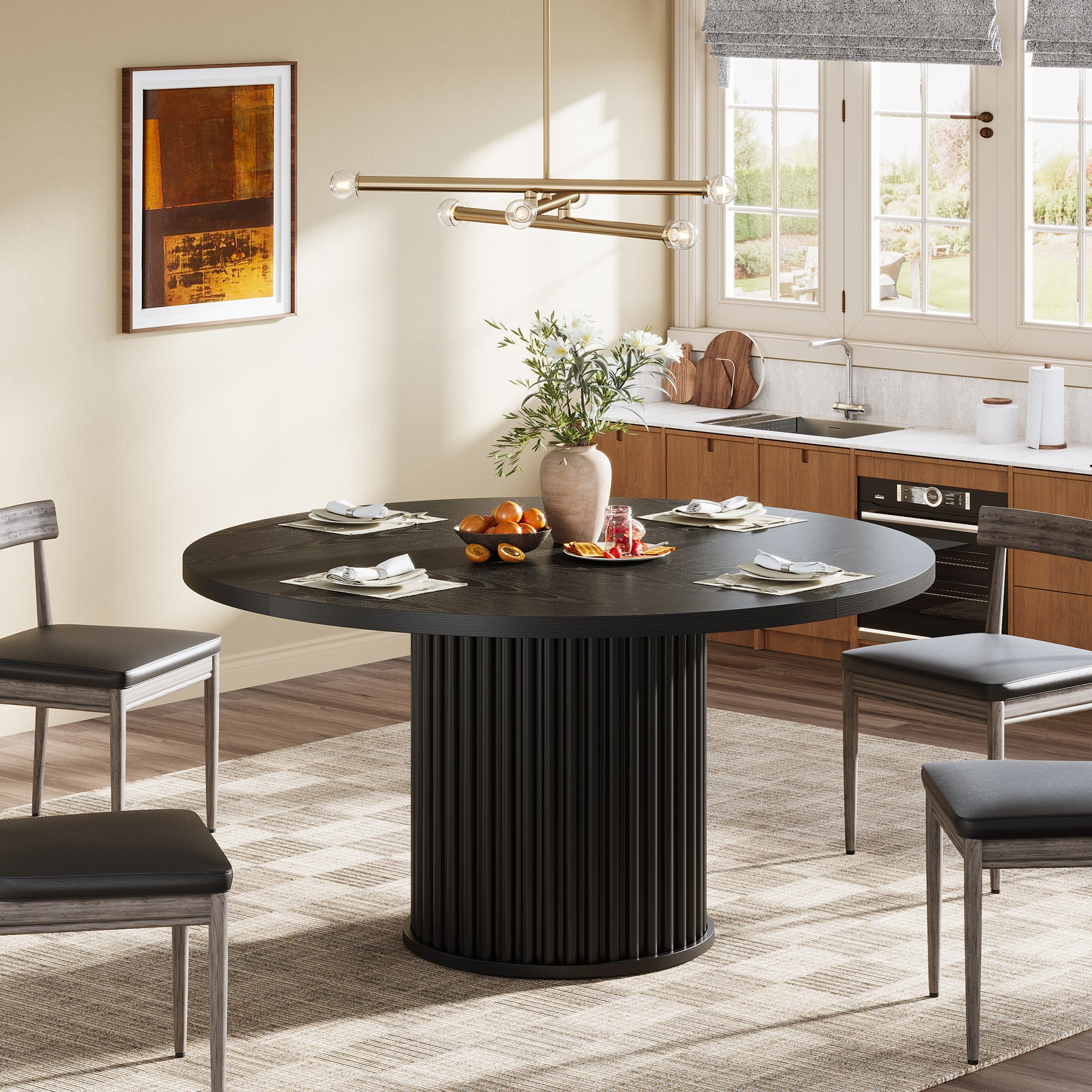 Tribesigns 120 cm Tavolo da pranzo, tavolo da cucina rotondo per 4-6 persone