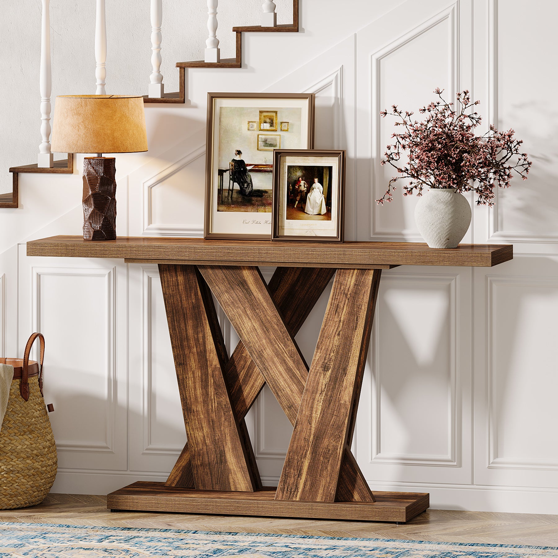 Tribesigns Tavolo consolle da 140 cm, moderno tavolino d'ingresso con base geometrica