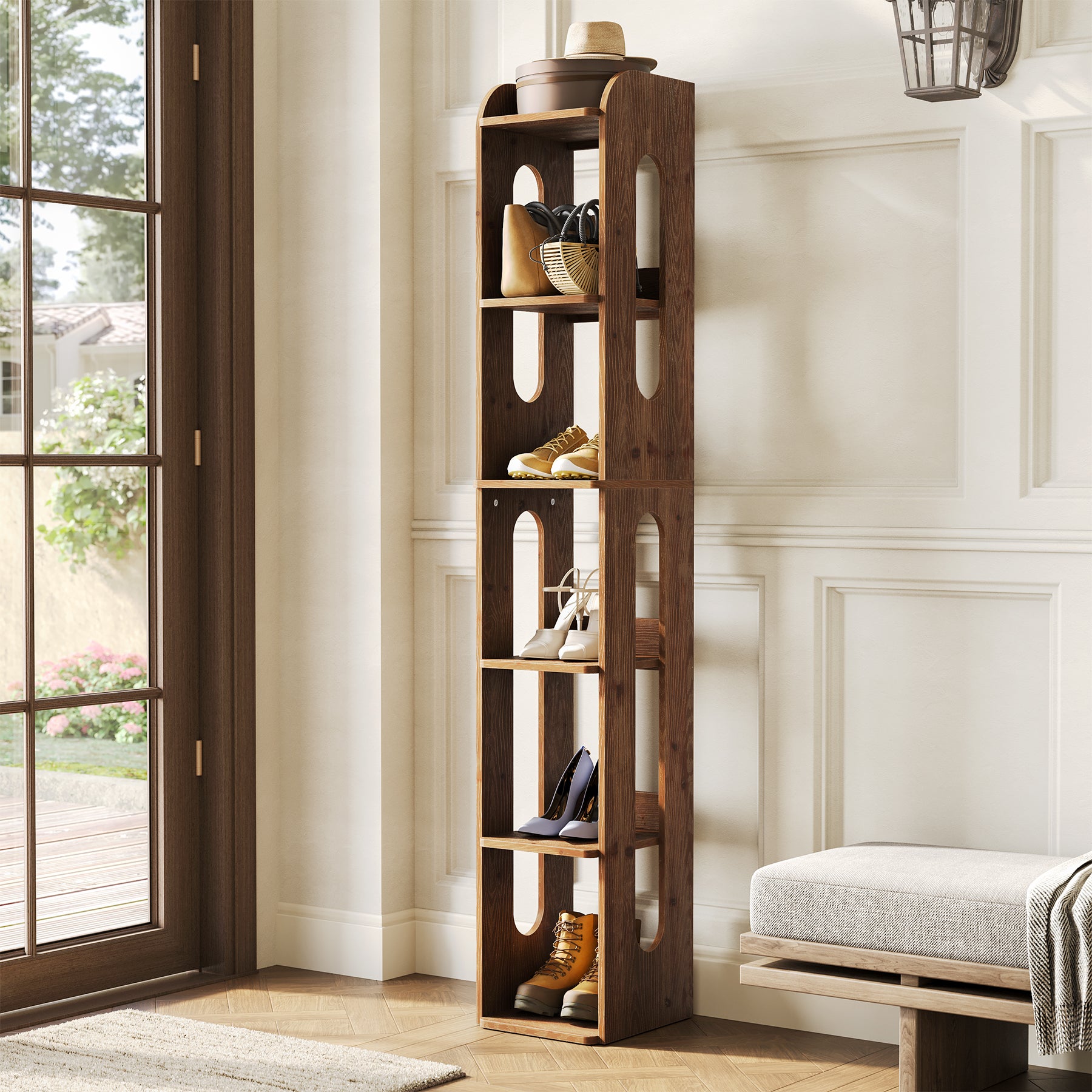 Tribesigns Scarpiera alta 180 cm, scaffale stretto in legno a 6 ripiani per l'ingresso
