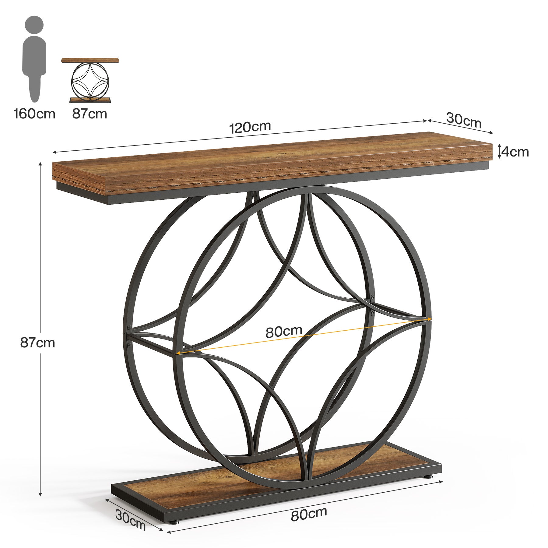 Tribesigns Tavolo consolle, 120 cm tavoli d'ingresso con struttura geometrica