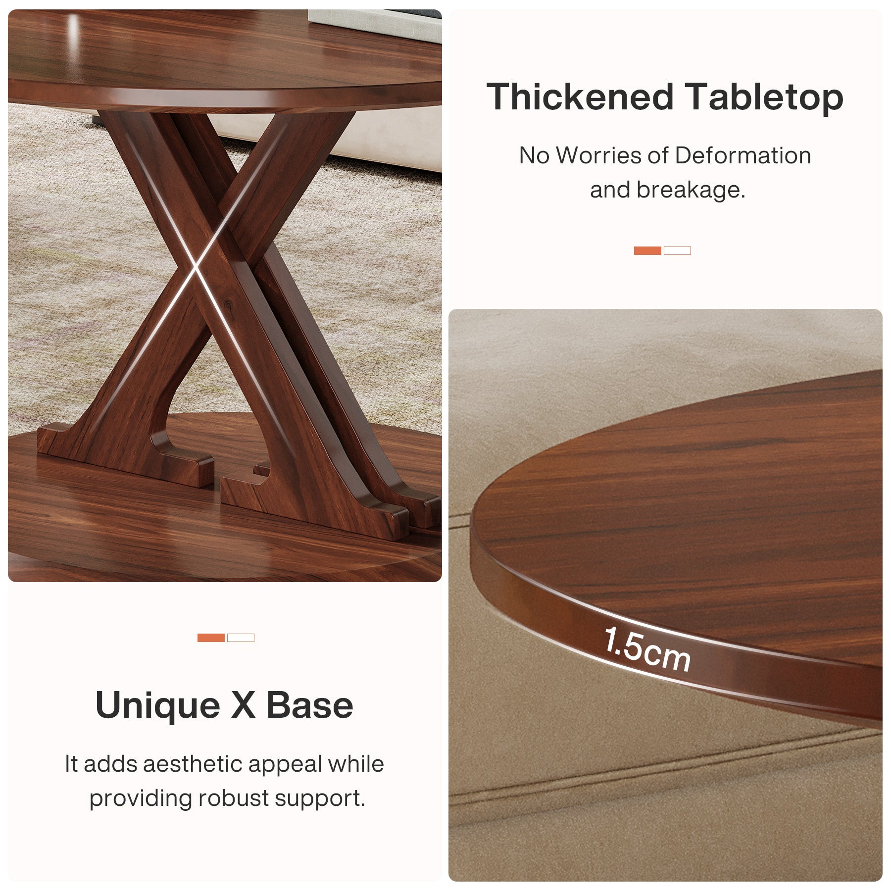 Tribesigns Tavolino Rotondo da 80 cm, Moderno Tavolino da Salotto con Base a Forma di X