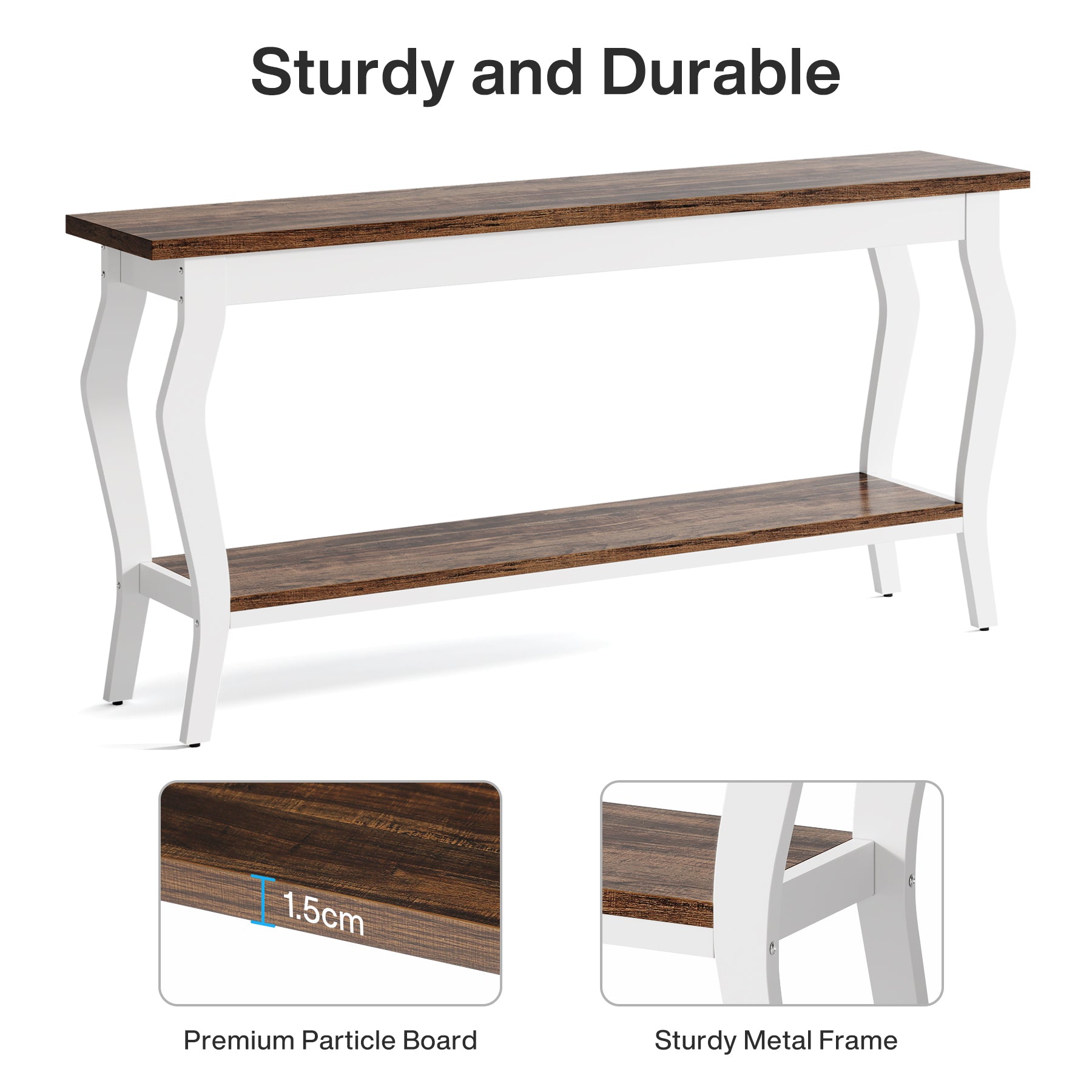 Tribesigns Consolle lunga 179 cm, tavolino vintage a 2 ripiani da posizionare dietro il divano