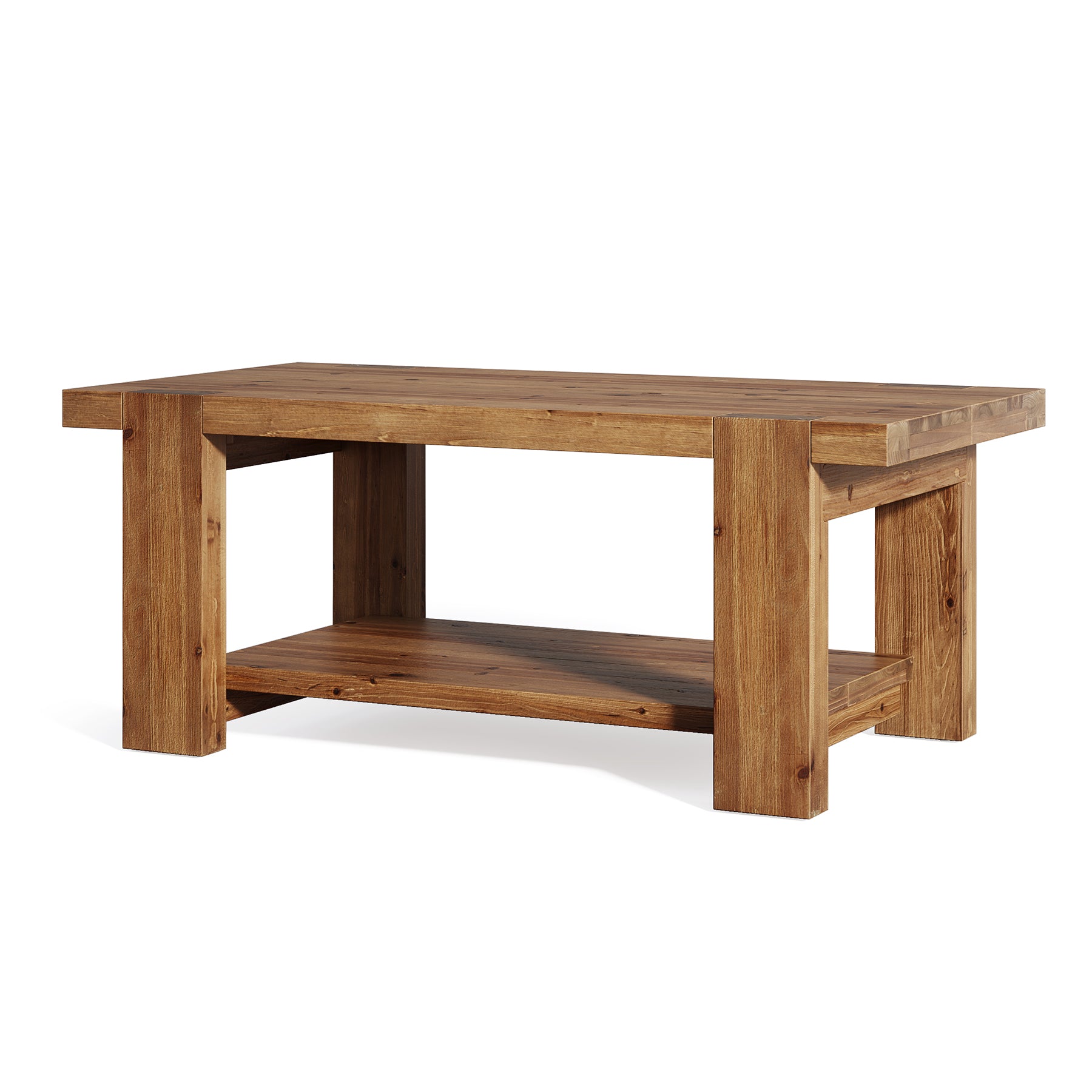Tribesigns Tavolino rettangolare in legno massello, 120 cm, con ripiano