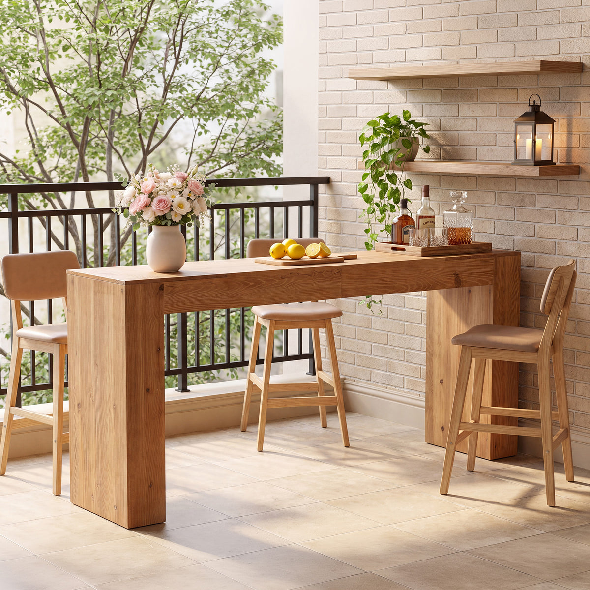 Tavolo da Bar Country in Legno Massello, 180 cm