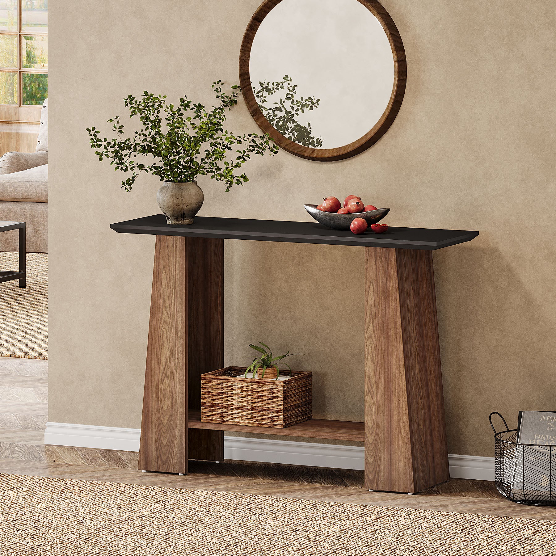 Tribesigns Tavolo consolle da 120 cm, tavolo da ingresso a 2 livelli in stile moderno