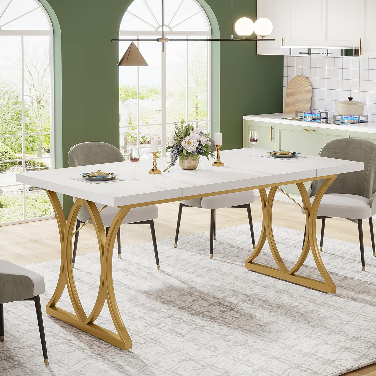 Tribesigns Tavolo da Pranzo Moderno per 6 persone, Tavolo da Soggiorno Rettangolare