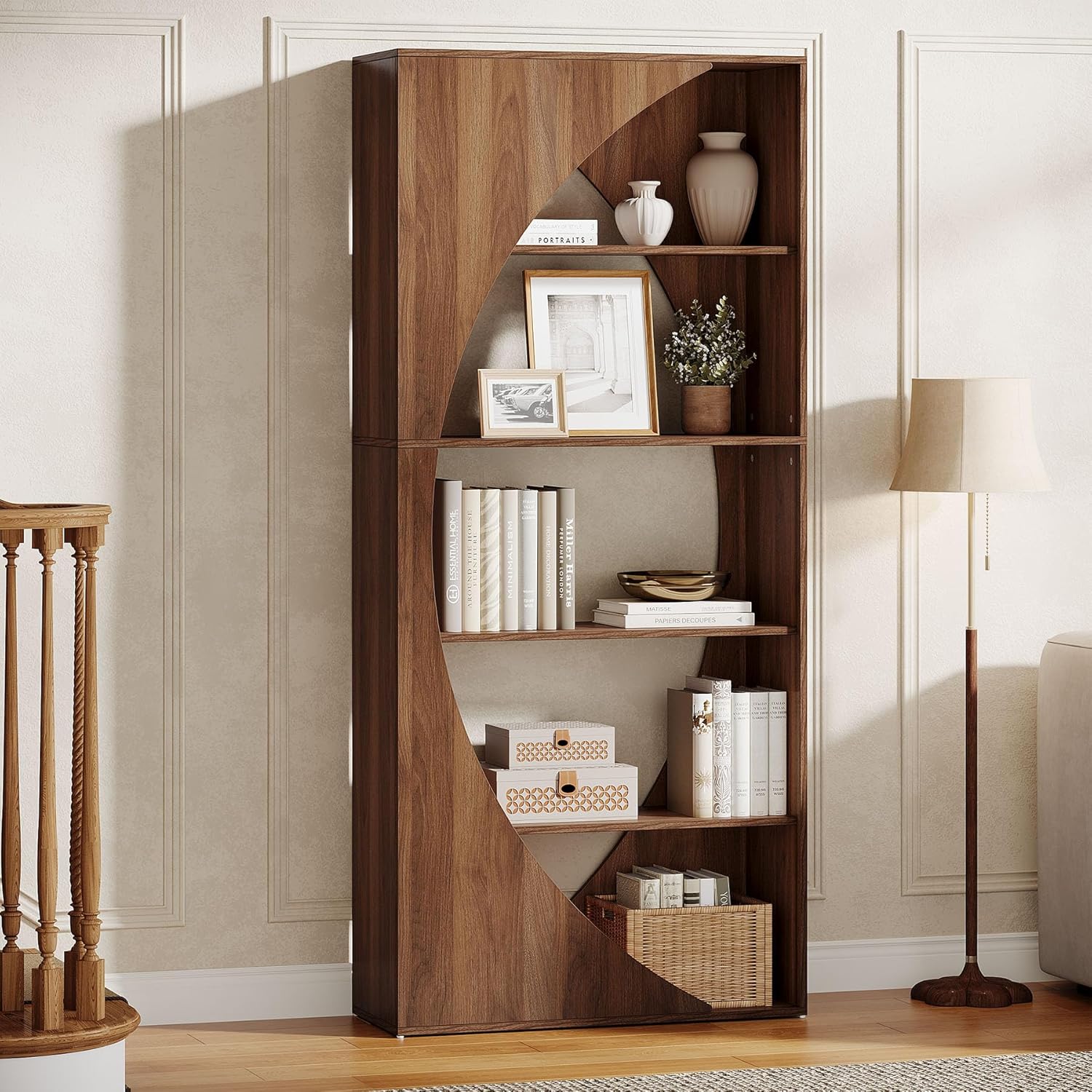 Libreria Industriale Tribesigns 180cm - 5 Ripiani Vintage - Grigio E Nero - Per Soggiorno O Ufficio - Foto 12