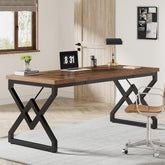 Tribesigns Scrivania, Grande scrivania per ufficio con piano in legno extra spesso e struttura in metallo 3