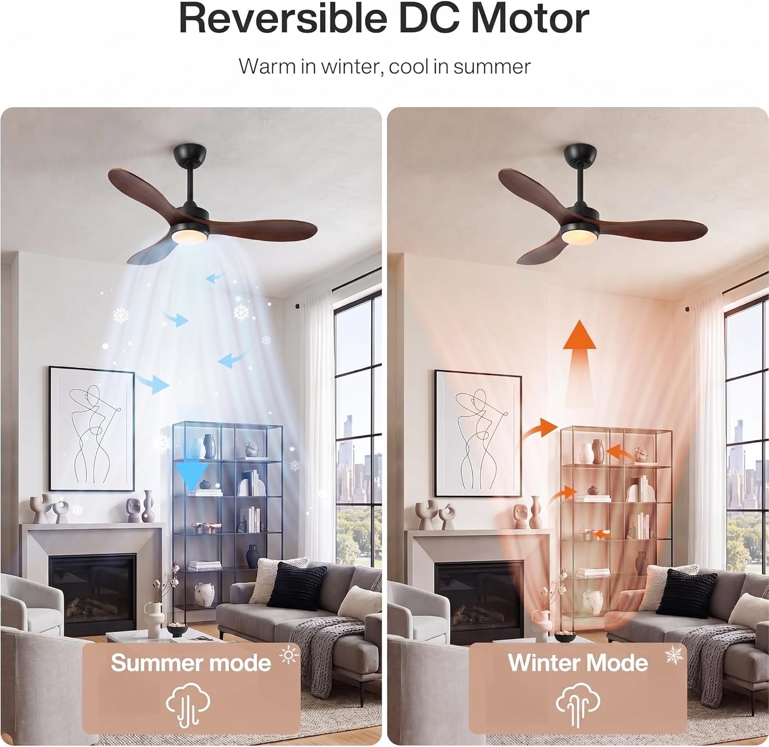 Tribesigns Ventilatore da soffitto moderno da 106 cm con luce, telecomando, illuminazione a LED dimmerabile