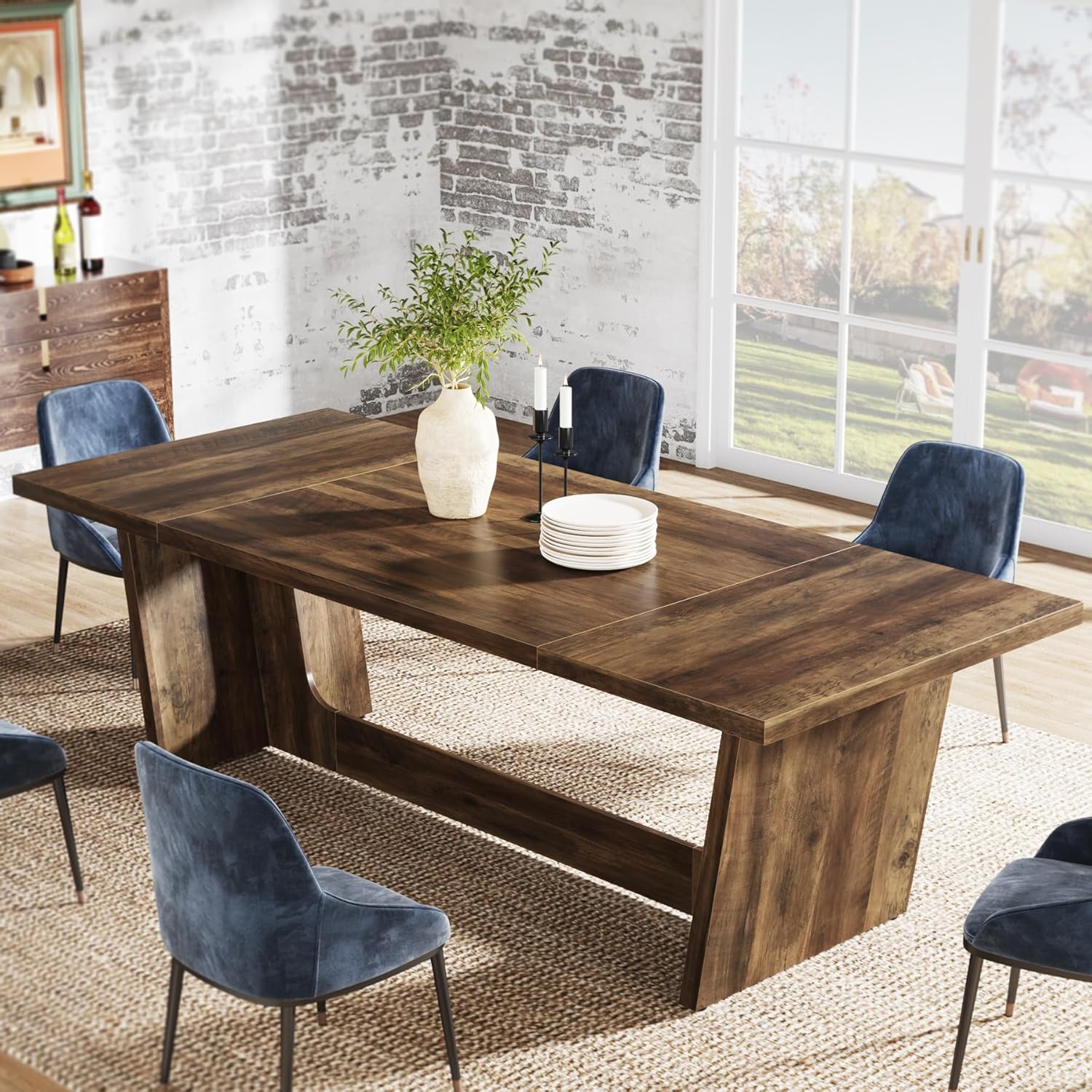 Tribesigns Tavolo da pranzo per 6-8 persone, Industriale, Tavolo da Pranzo Rettangolare per Sala da Pranzo