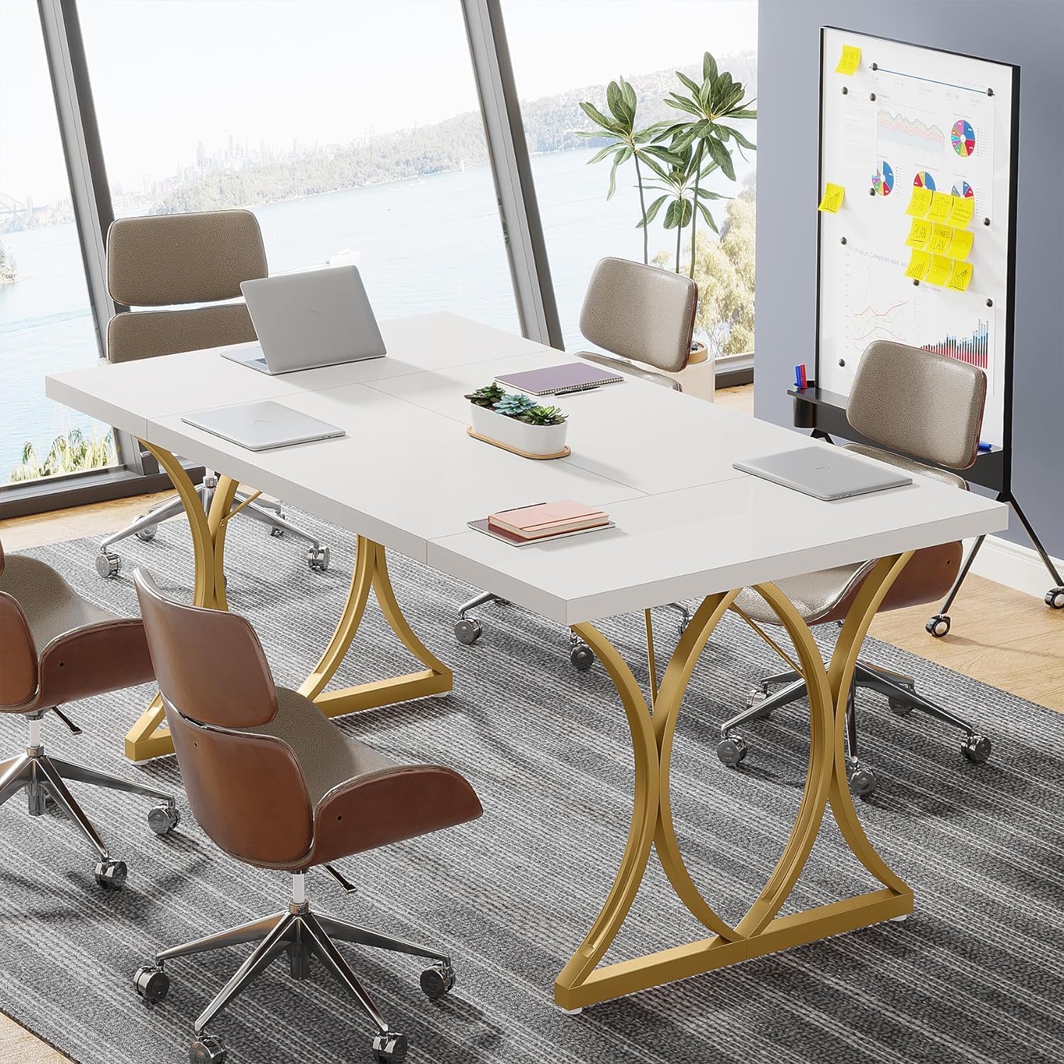 Tribesigns Scrivania per computer, Moderno Tavolo da lavoro Tavolo da lavoro con telaio in metallo