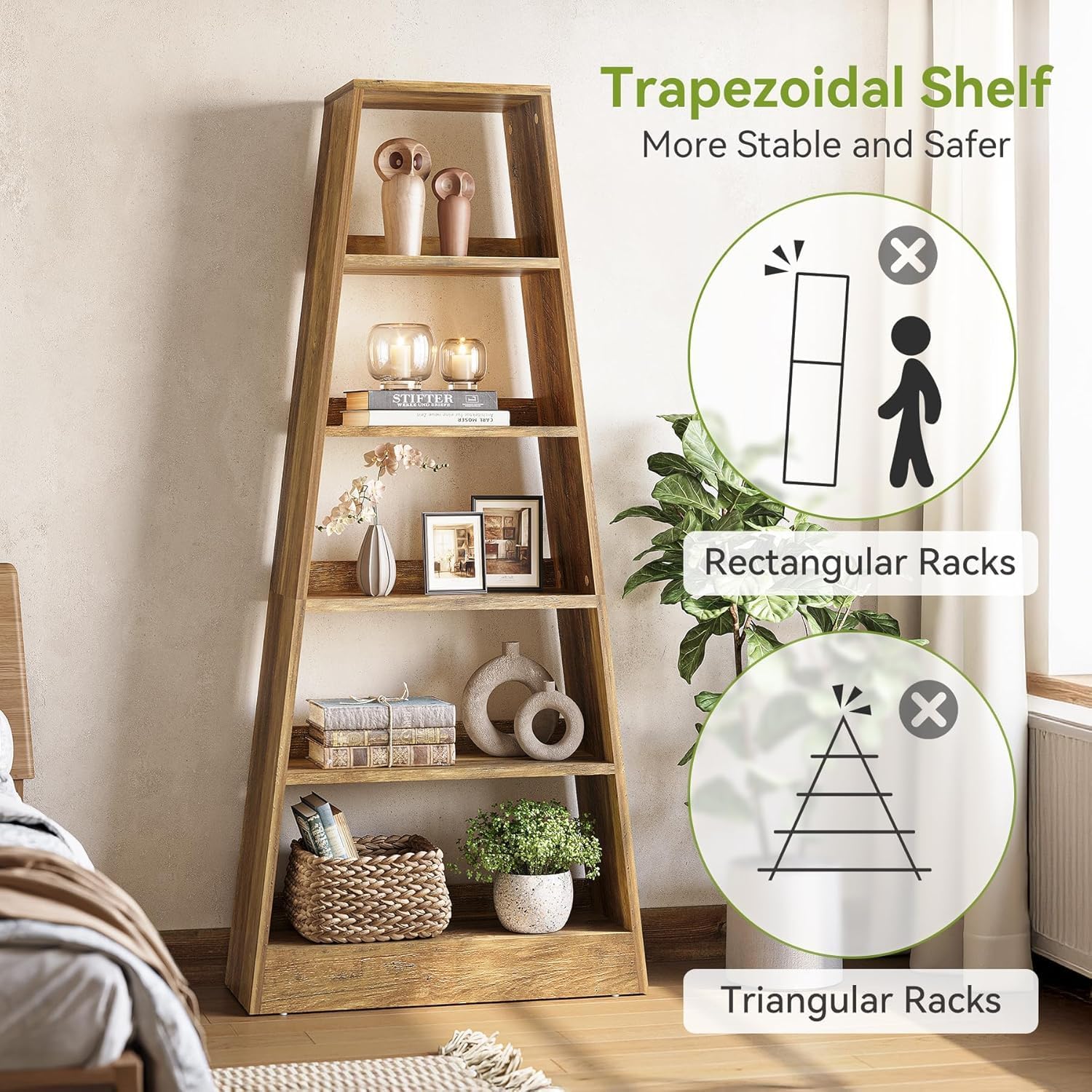 Tribesigns 80 cm Libreria, espositore per piante con etagere portaoggetti