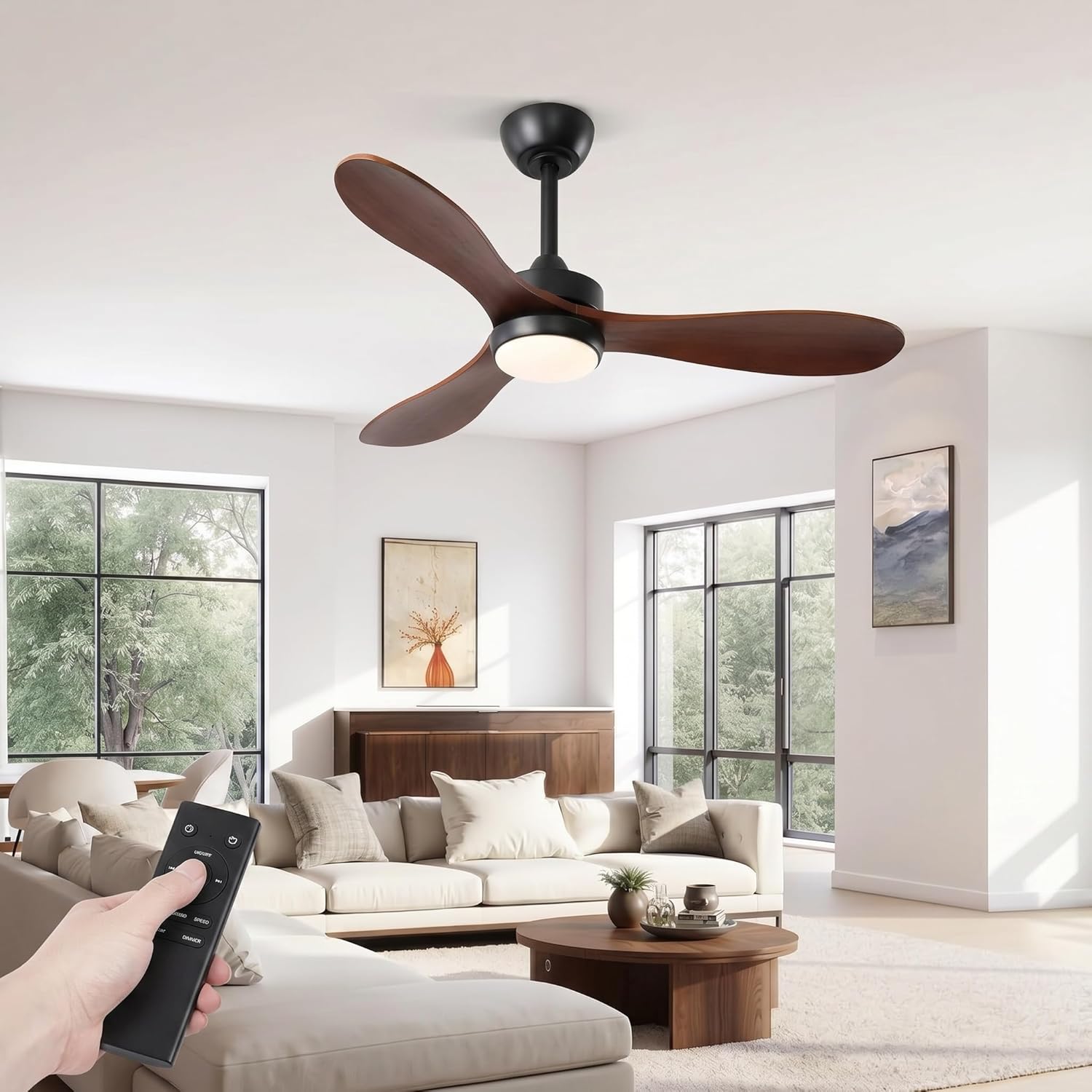 Tribesigns Ventilatore da soffitto moderno da 106 cm con luce, telecomando, illuminazione a LED dimmerabile