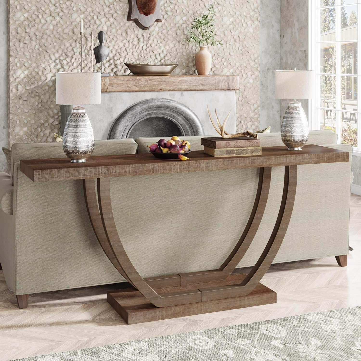 Tribesigns Consolle Ingresso, 160 cm Tavolo Console Strettocon Base Geometrica