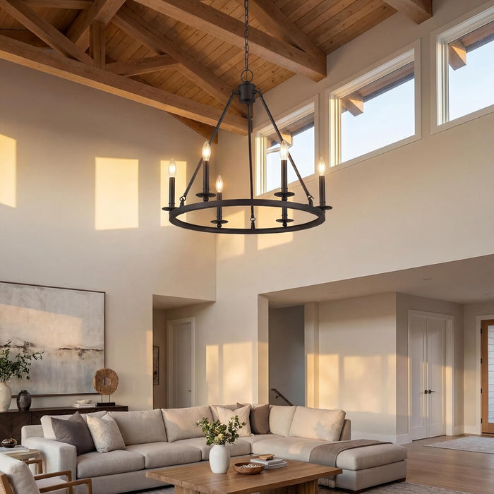 Tribesigns Lampadario a 6 luci a forma di ruota di carro, lampada da soffitto E14 ideale per soggiorno