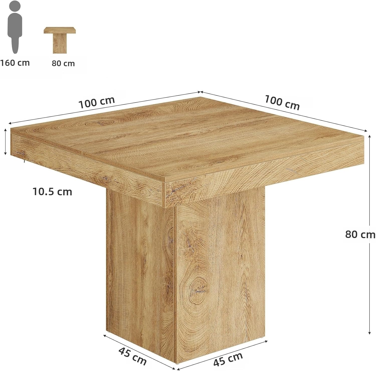 Tribesigns 100 cm Tavolo da Pranzo, Tavolo da Cucina Quadrato per 4 persone