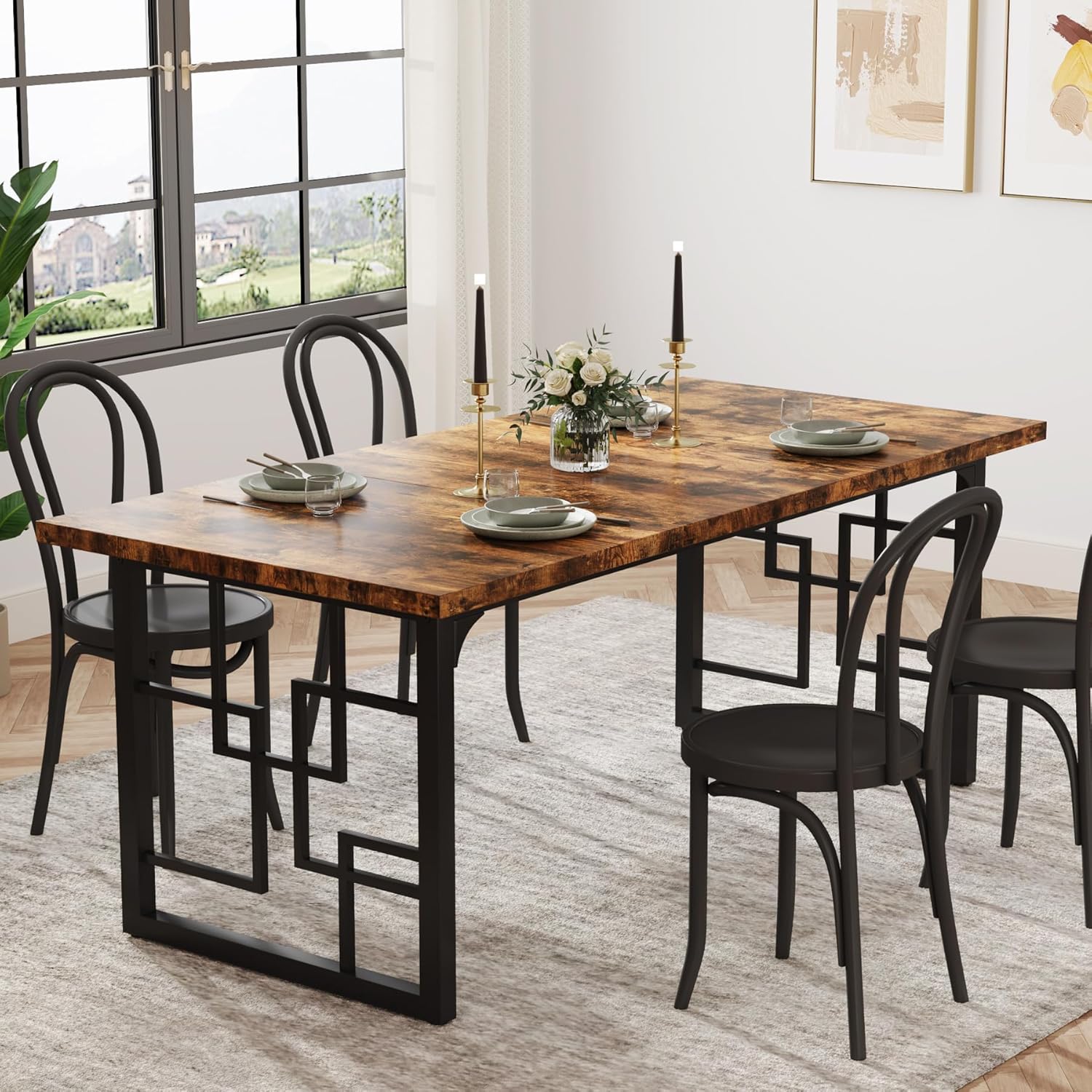 Tribesigns Tavolo da Pranzo rettangolare da 160 cm per 6 persone, Tavolo da Cucina in Legno