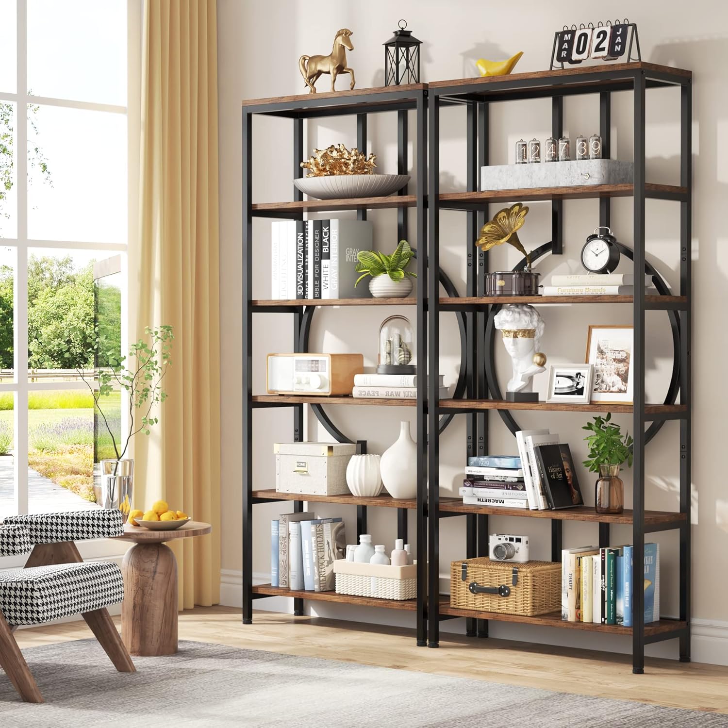 Tribesigns Libreria industriale, libreria alta Etagère a 6 ripiani con ripiani aperti