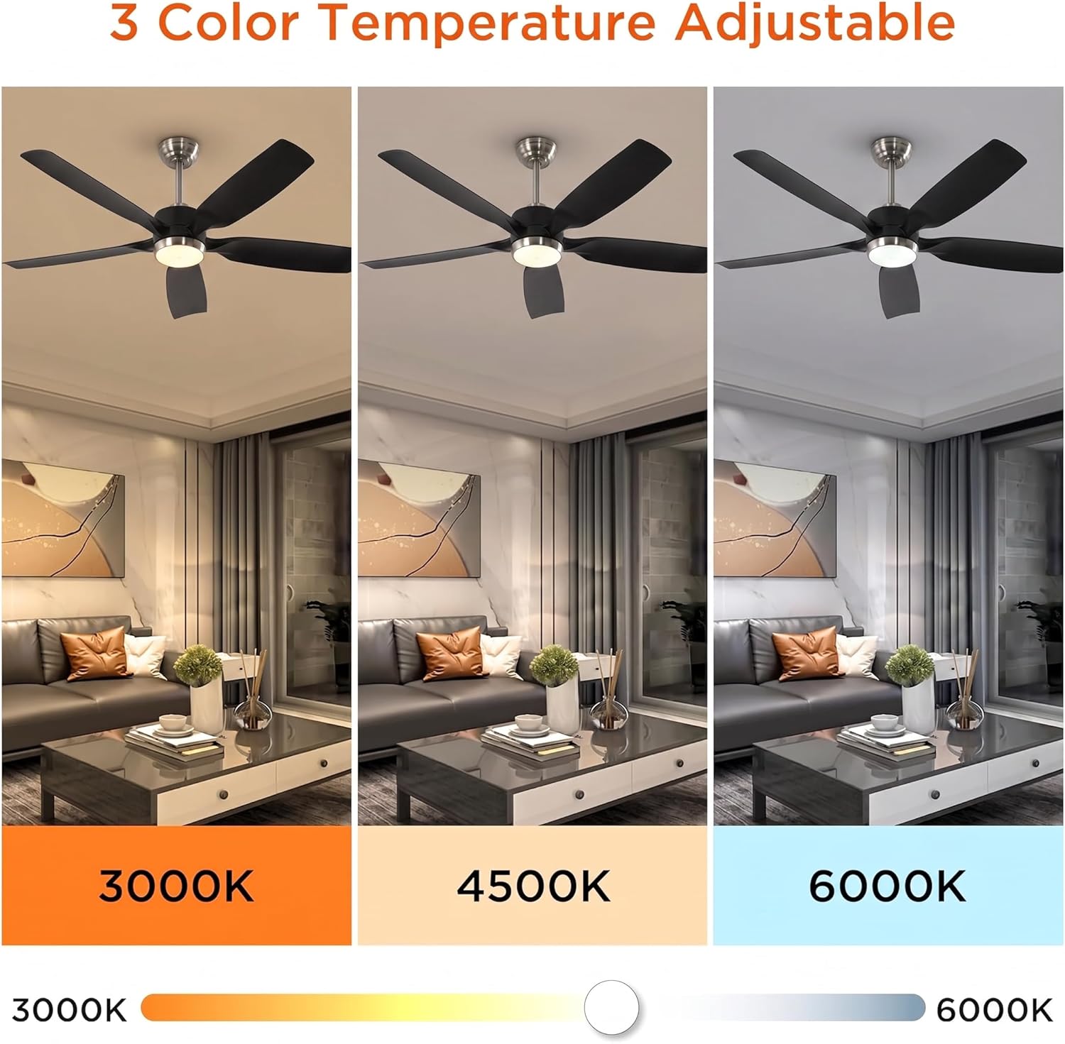 Tribesigns Ventilatore da soffitto moderno da 132 cm con luce, telecomando, illuminazione a LED dimmerabile,  ventilatore da soffitto intelligente a 5