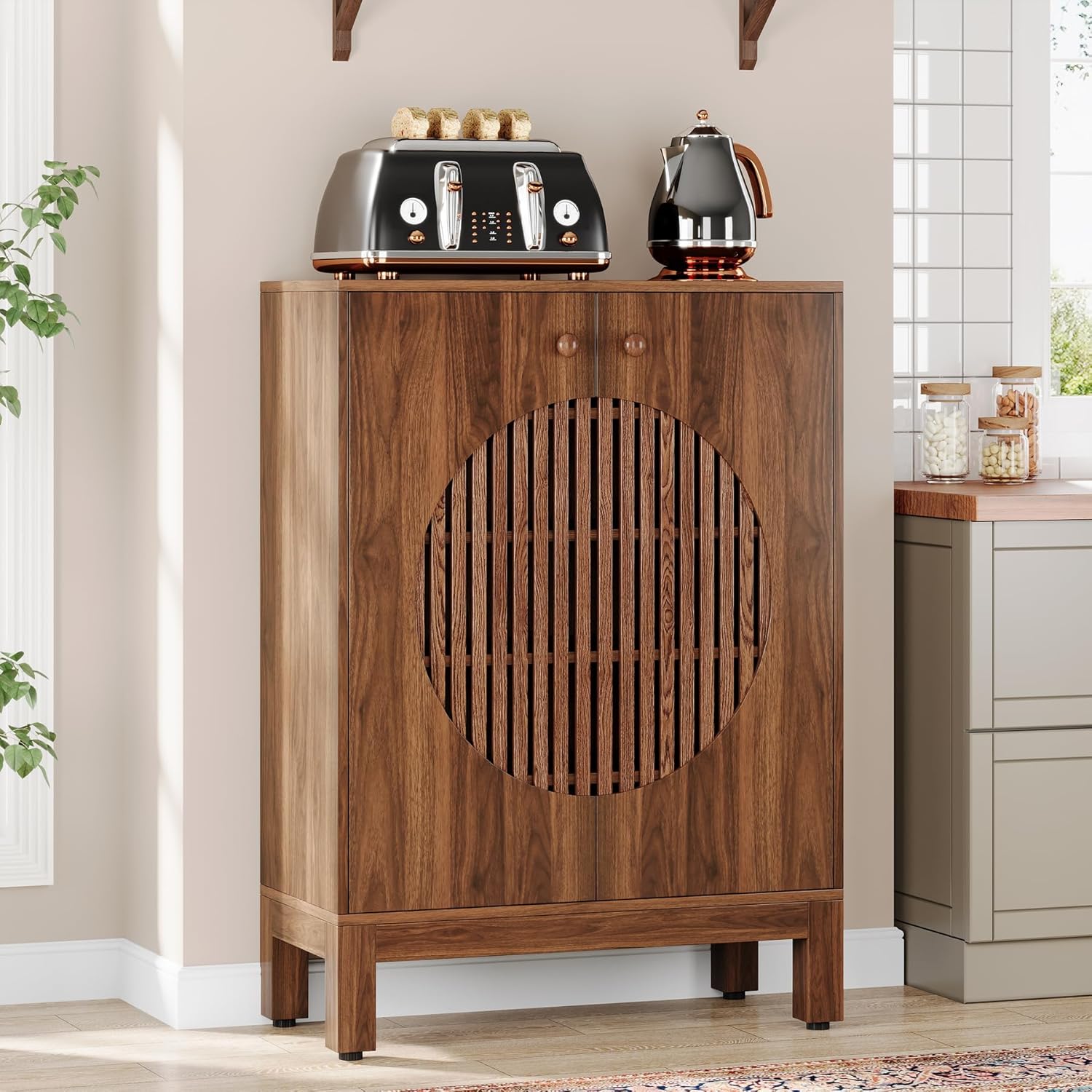 Tribesigns Credenza, mobiletto da cucina in stile fattoria a 5 ripiani con ripiani rimovibili