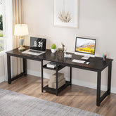 Tribesigns Scrivania Doppia 200 cm, Extra Lunga Scrivania Computer con Ripiani Portaoggetti 3