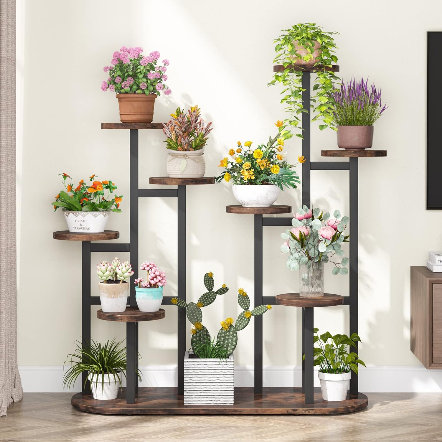 Tribesigns Supporto per piante multi-livello per rack di stoccaggio per 11 vasi da fiori