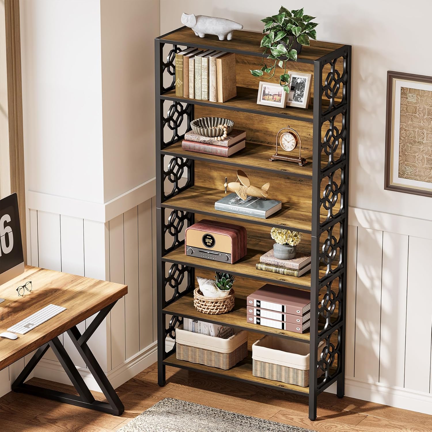 Tribesigns Libreria da 180 cm, Libreria industriale a 6 livelli per ufficio