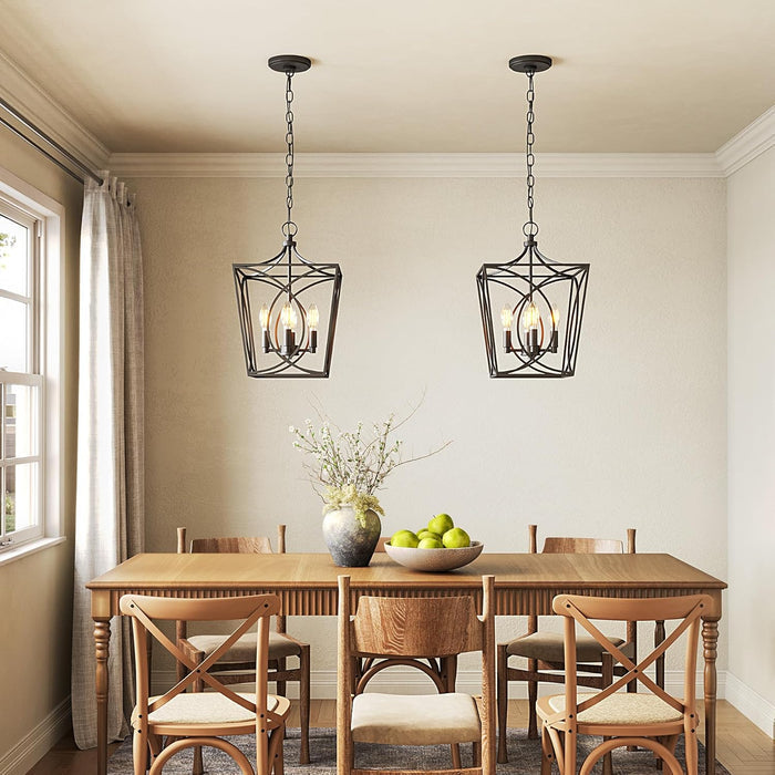 Tribesigns Lampadario industriale, lampada a sospensione geometrica con 4 lampadine E14, altezza regolabile