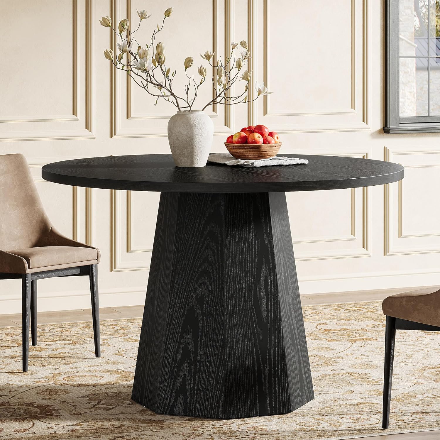 Tribesigns Tavolo da pranzo, 118 cm tavolo da cucina con robusto piedistallo inclinato