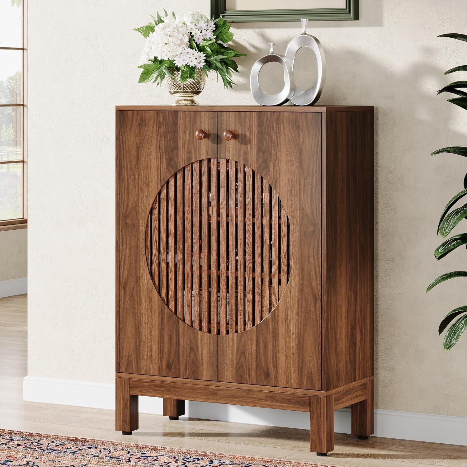 Tribesigns Credenza, mobiletto da cucina in stile fattoria a 5 ripiani con ripiani rimovibili