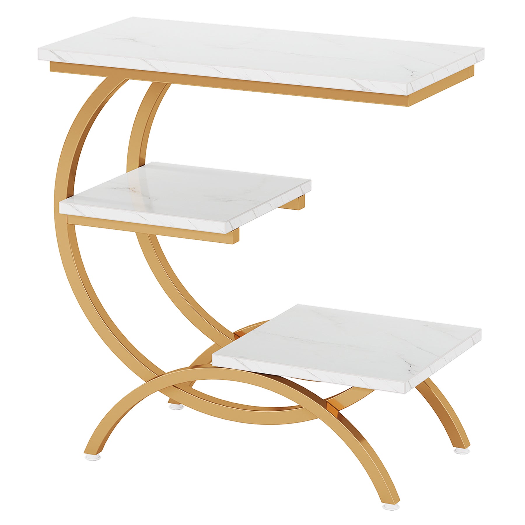 Tribesigns Tavolino laterale da divano a 3 livelli, comodino versatile con ripiani portaoggetti