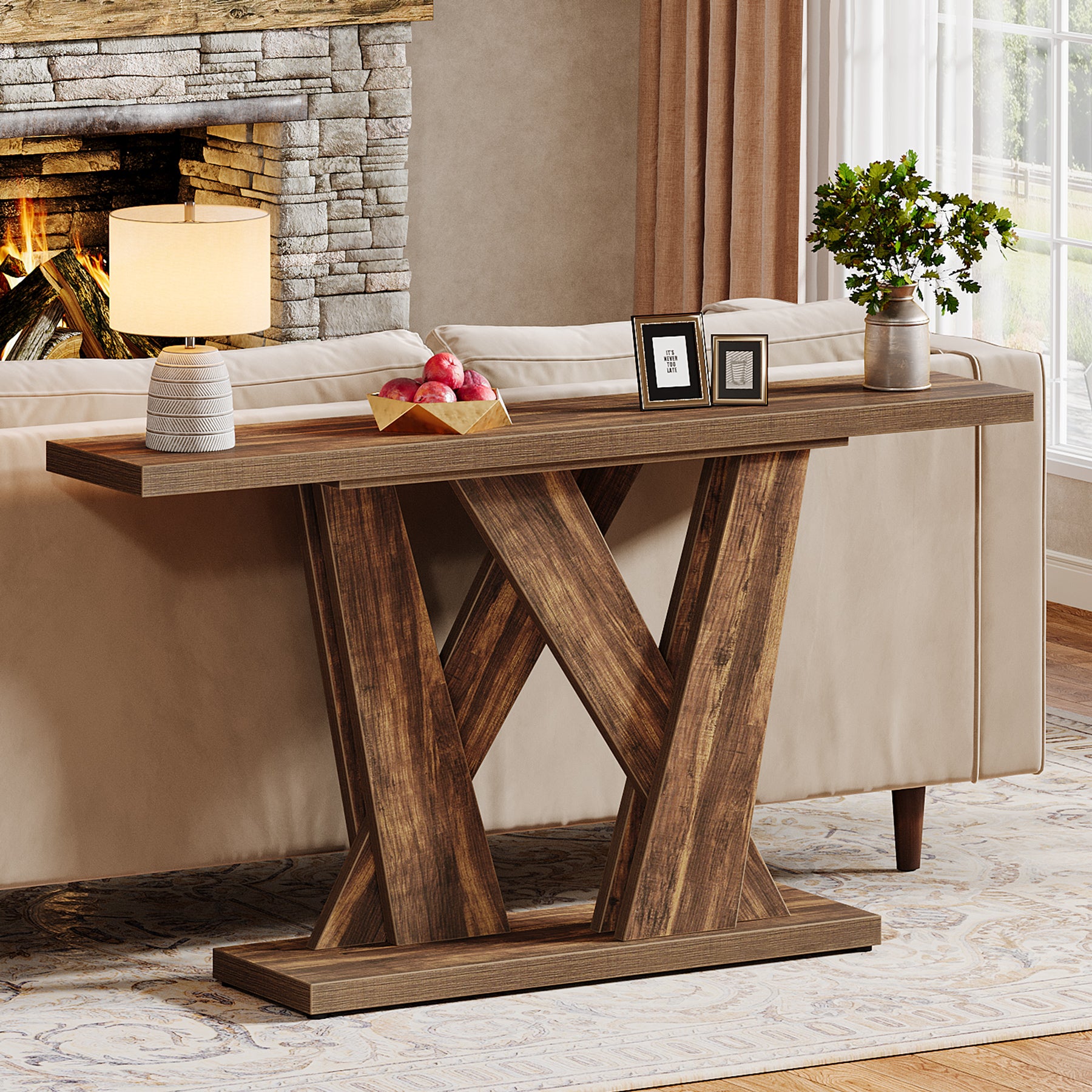 Tribesigns Tavolo consolle da 140 cm, moderno tavolino d'ingresso con base geometrica