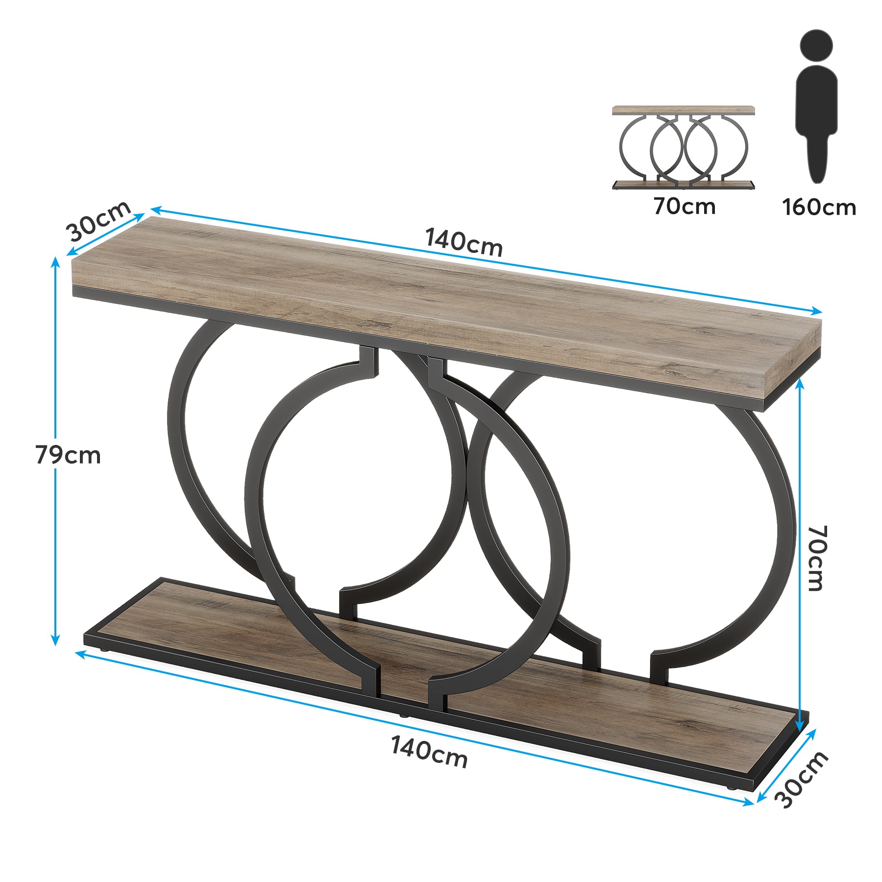 Tribesigns O Shape Console Table, 140 cm Faux Marmo Divano Ingresso Tavolo