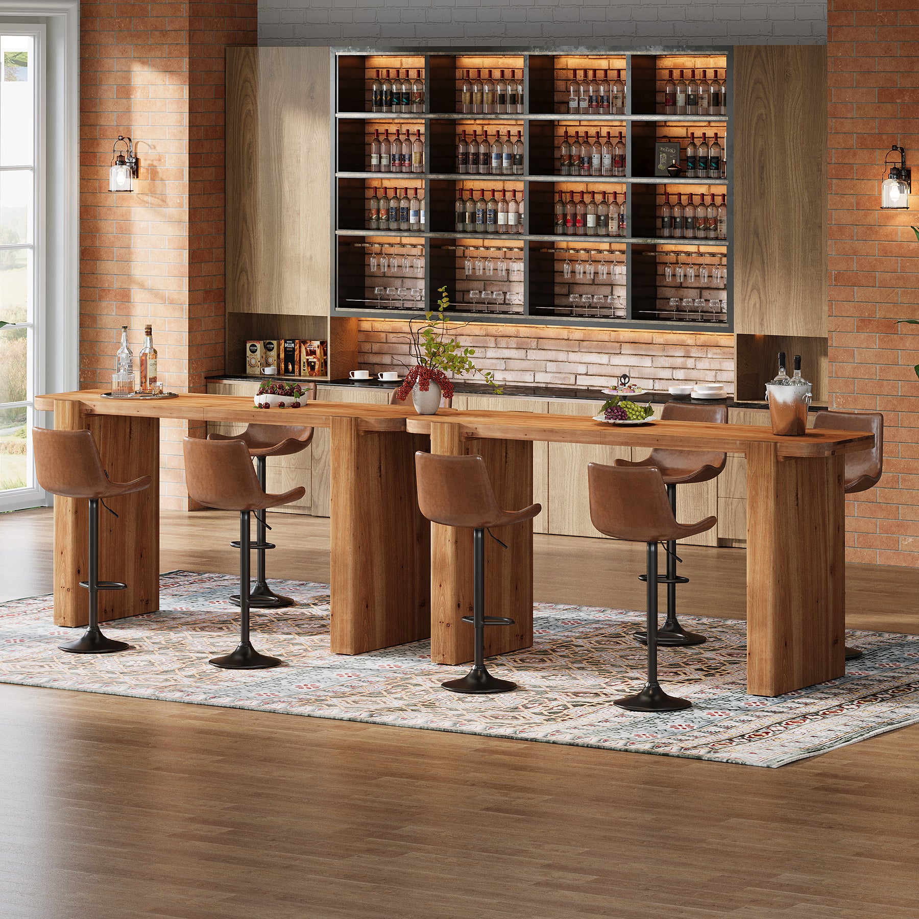 Tavolo da Bar Alto Industriale in Legno Massello, 160 cm, per 4-6 Persone