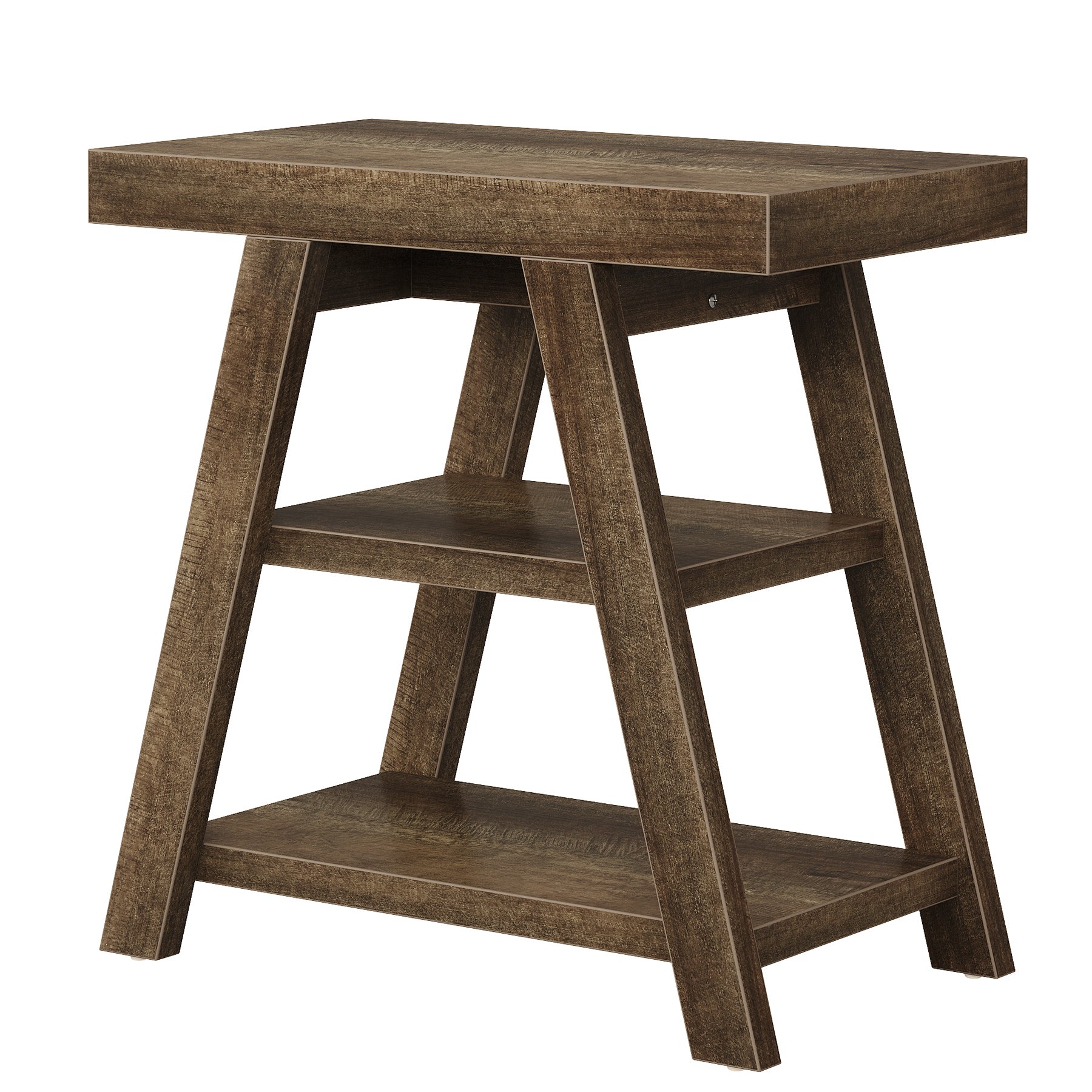 Tribesigns Tavolino Rustico in Legno a 3 Ripiani con Gambe Trapezoidali, 60 x 35 x 60 cm, per Soggiorno