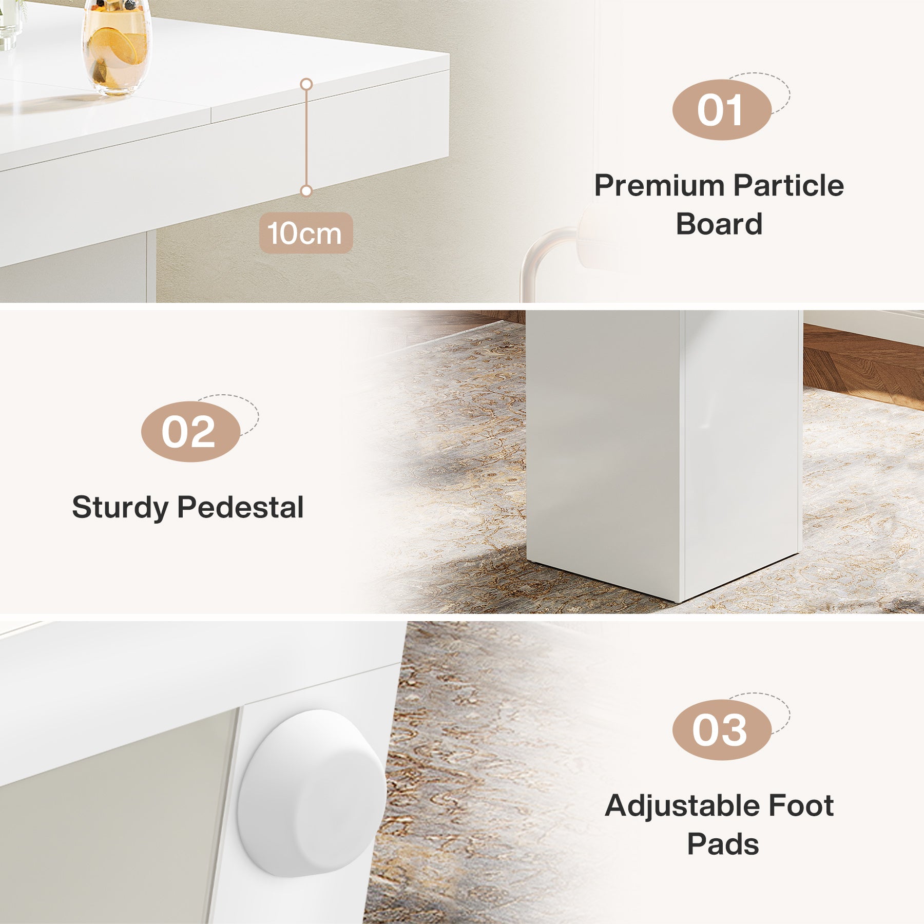 Tribesigns Tavolo da bar da 80 cm, moderno tavolo da cocktail quadrato da cucina