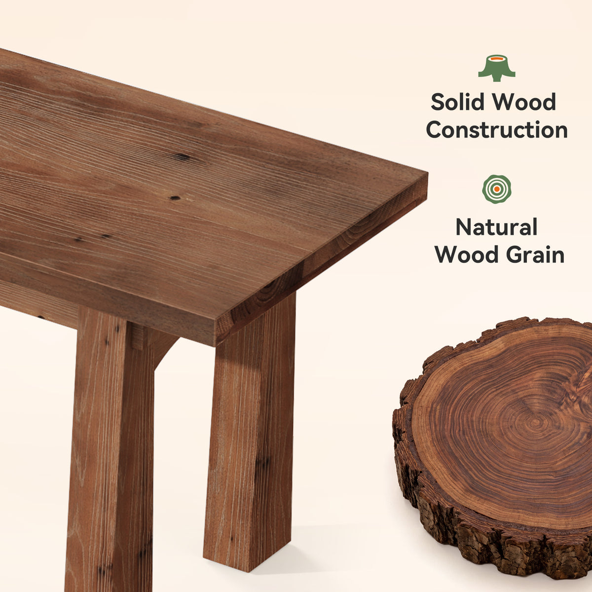 Panca Rustica Country in Legno Massello, 140 cm, per Ingresso