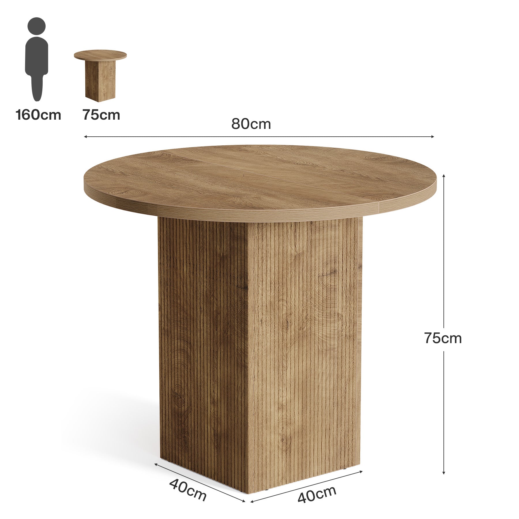 Tribesigns 80 cm Tavolo da pranzo, tavolo da cucina rotondo piccolo per 2 persone
