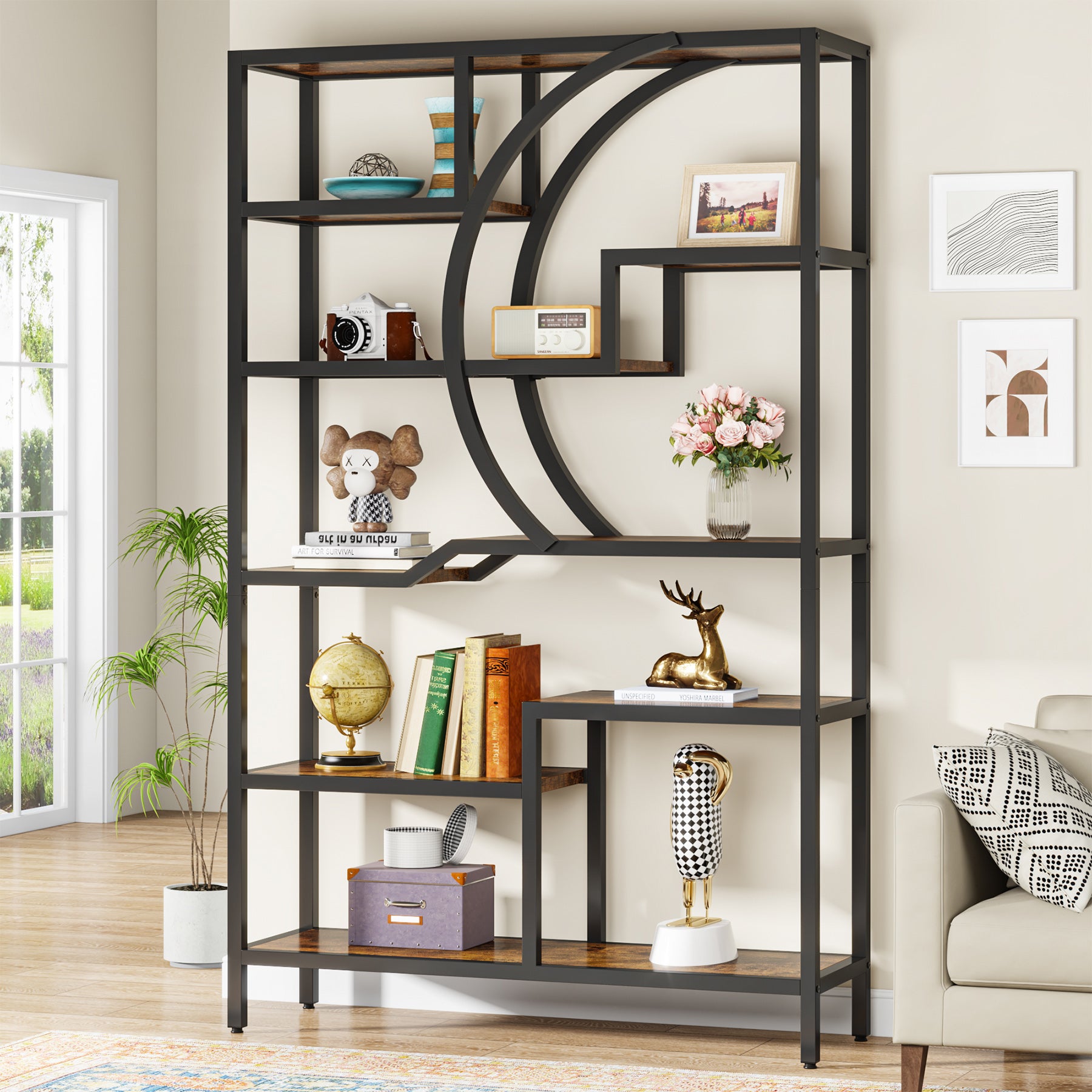Tribesigns Scaffale Alta 175cm, Libreria Etagere Autoportanti a 6 Livelli con 9 Ripiani di stoccaggio Aperti