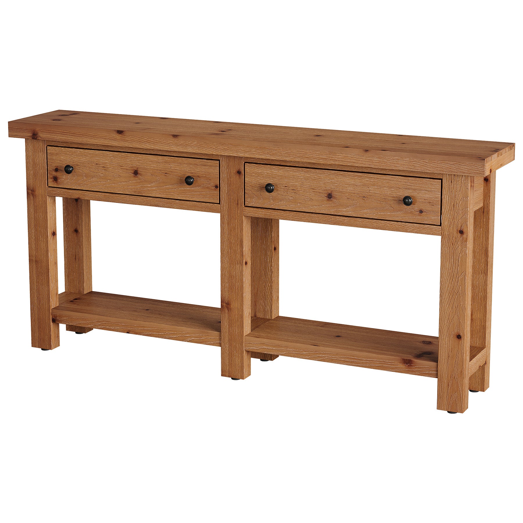 Consolle Country in Legno Massello con 2 Cassetti e Ripiano, 160 cm, per Ingresso e Soggiorno
