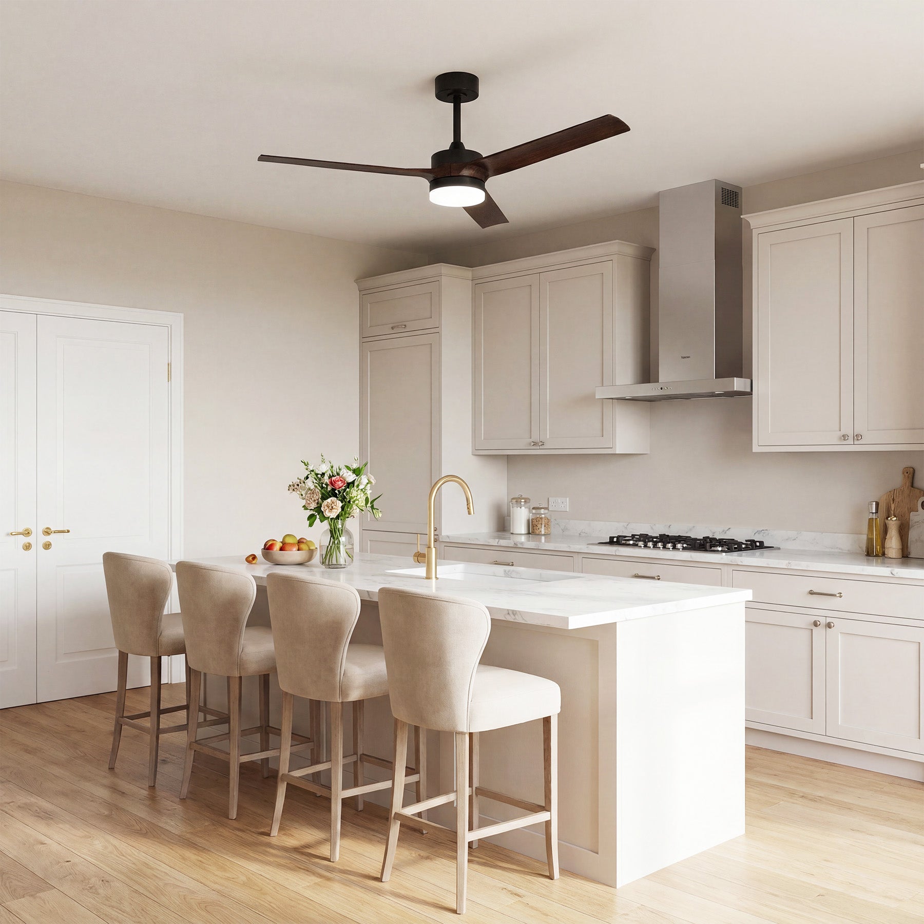 Tribesigns Ventilatore da soffitto da 130 cm con luce, illuminazione LED dimmerabile e ventola reversibile con motore DC silenzioso, telecomando, ventilatore da soffitto intelligente a 3 pale per soggiorno