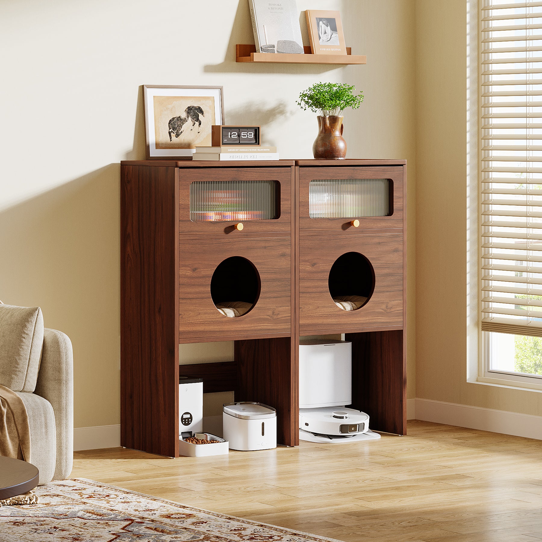 Tribesigns Tavolino laterale moderno, mobile contenitore 2 in 1 con lettiera per gatti nascosta