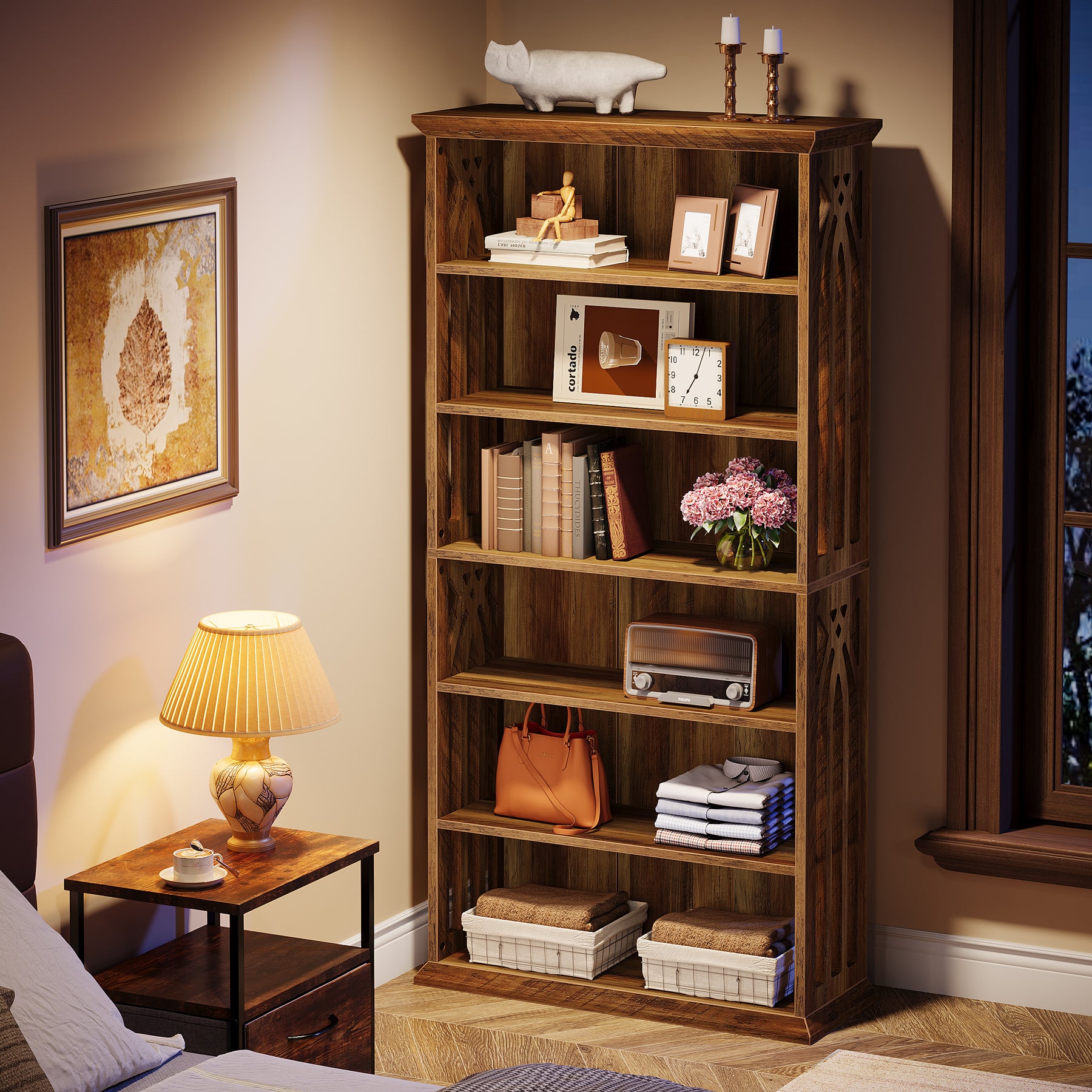 Tribesigns 190 cm Libreria, libreria e scaffalatura freestanding a 6 ripiani