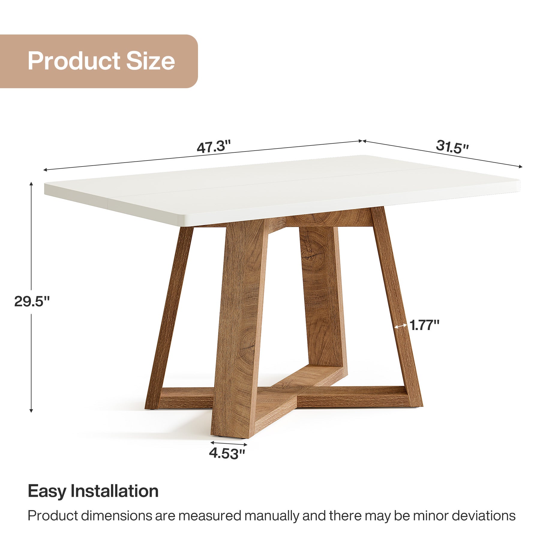 Tribesigns Tavolo da pranzo da 119 cm, moderno tavolo da cucina con gambe in legno