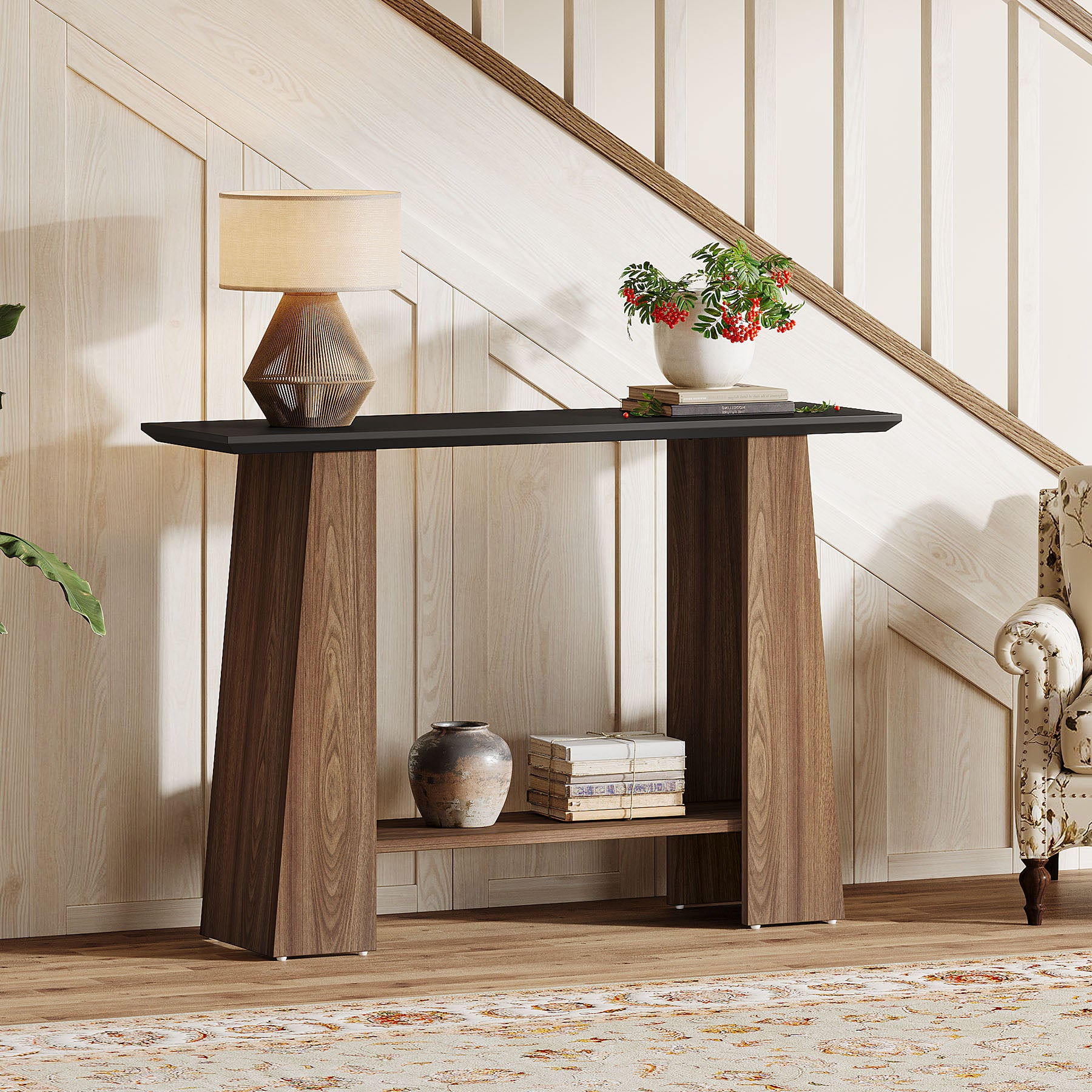 Tribesigns Tavolo consolle da 120 cm, tavolo da ingresso a 2 livelli in stile moderno