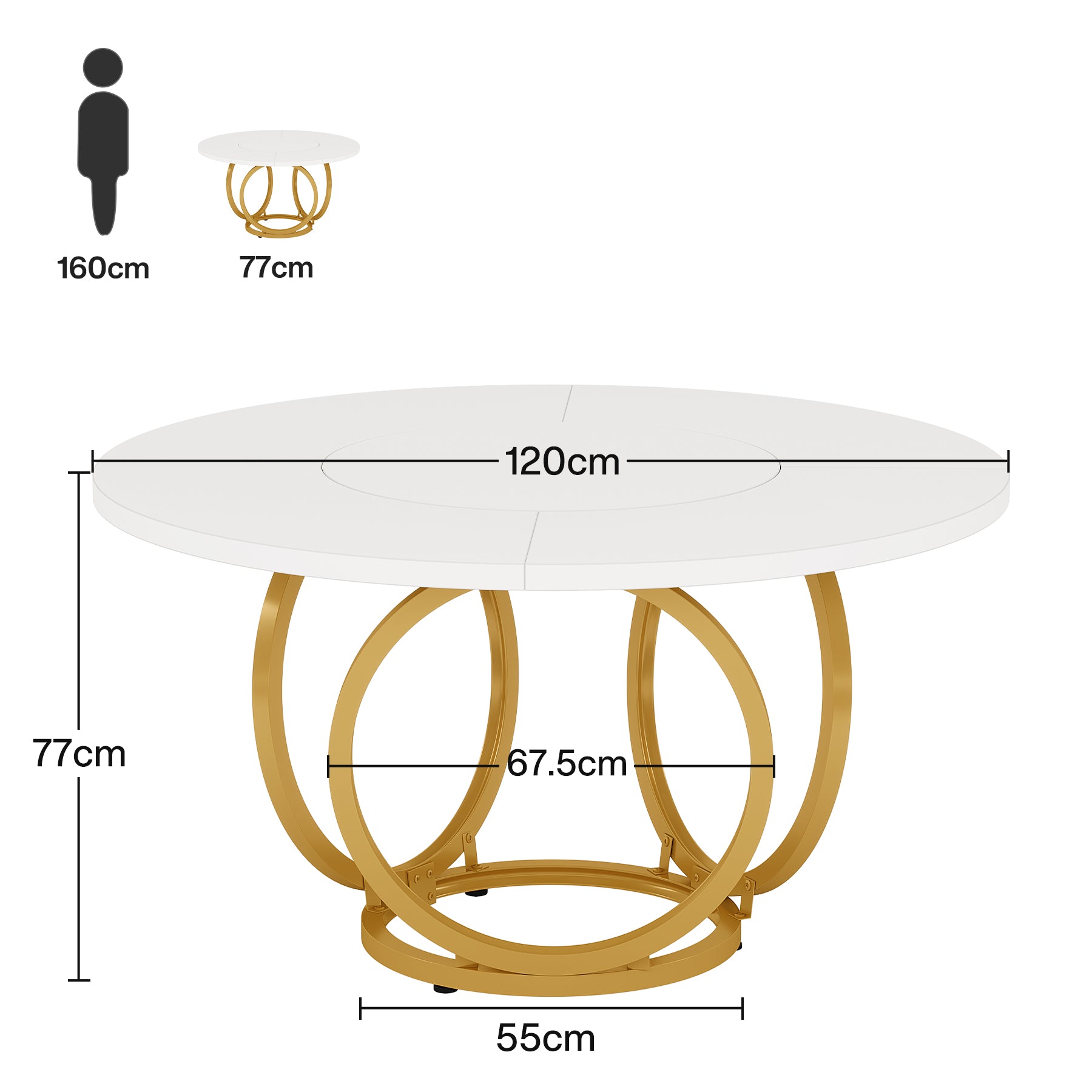 Tribesigns Tavolo da pranzo rotondo, moderno tavolo da pranzo da cucina da 120 cm